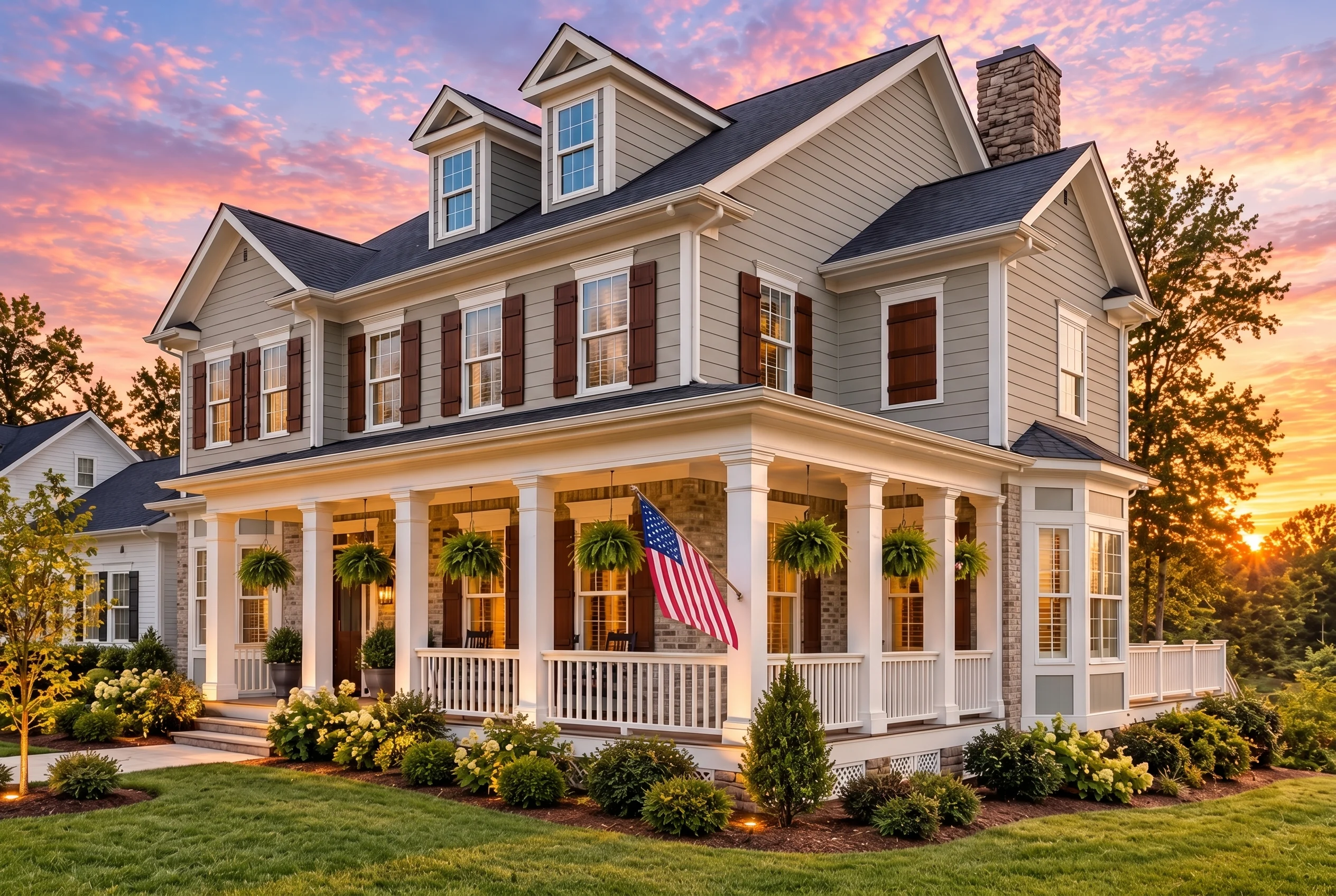 Plan  11-2029 – Auburn Heights Residence | Colonial – 4-Bed, 4.5-Bath, 3,461 SF - Natural Brick, AI-generated exterior concept