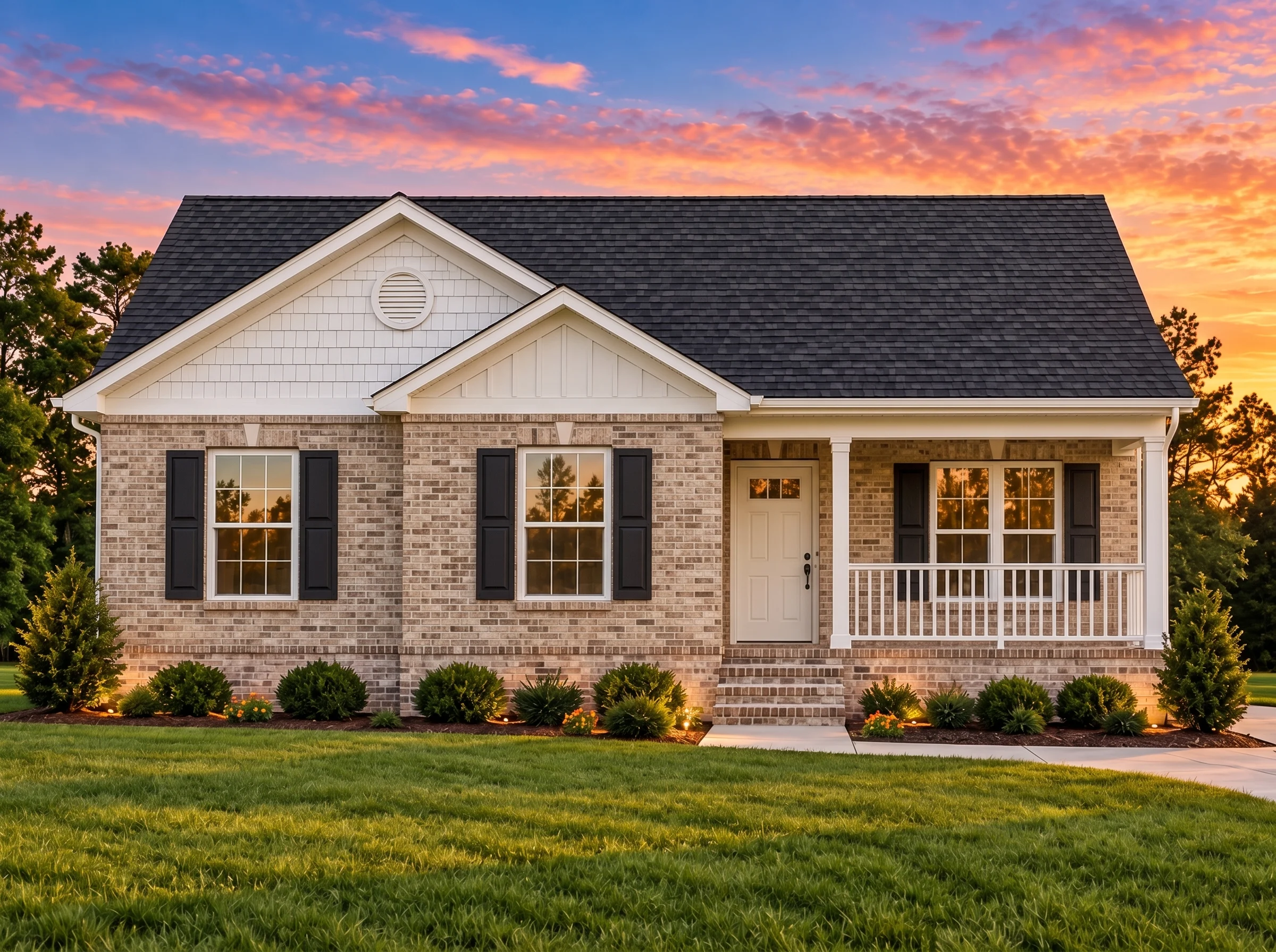 Plan  11-2020 – Ash Point Pavilion |  Traditional Ranch – 5-Bed, 2-Bath, 1,459 SF - Natural Brick, AI-generated exterior concept