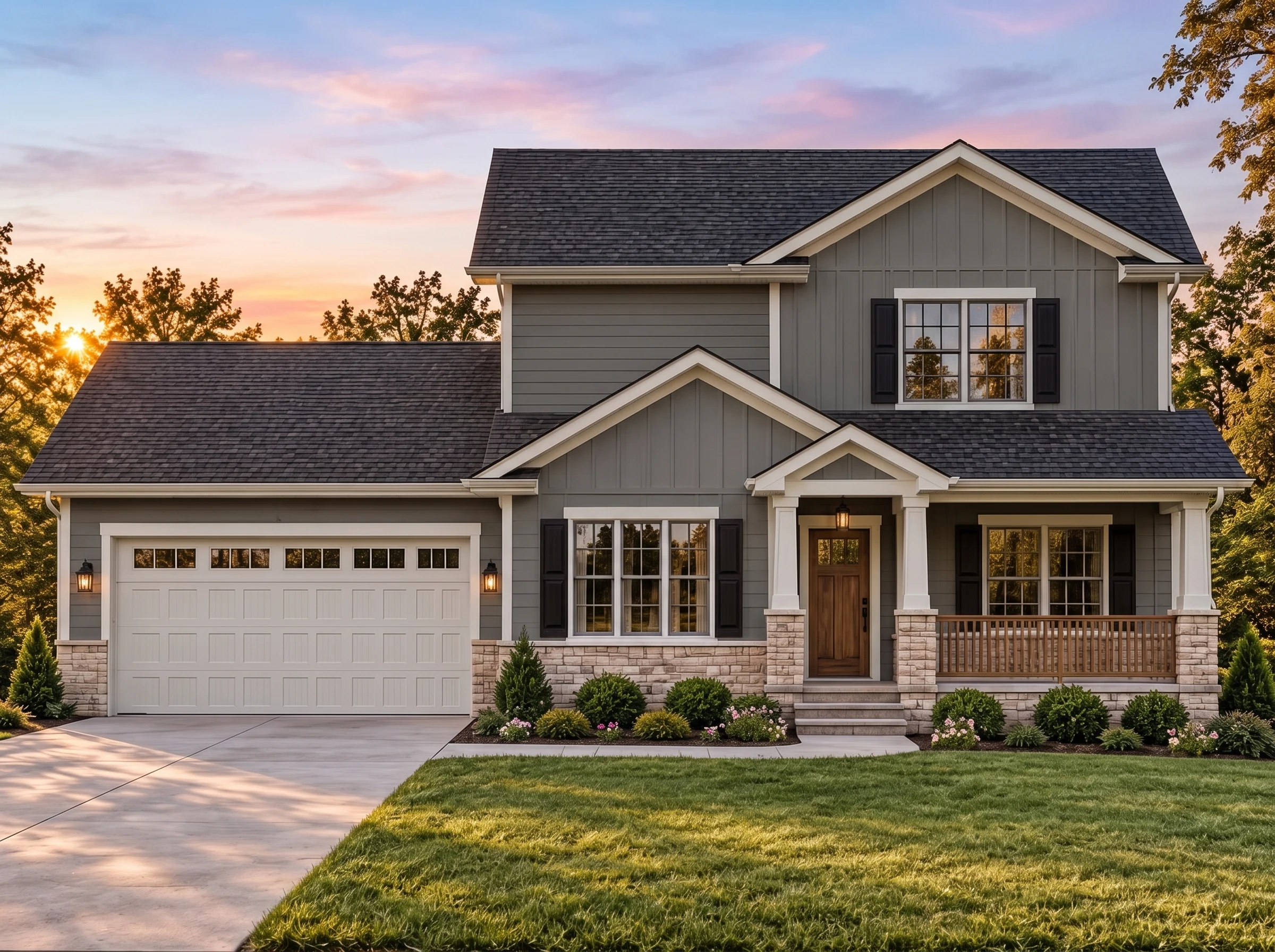 Plan  11-2000 – Cedar Creek Manor |  Traditional – 4-Bed, 2-Bath, 1,686 SF - Warm Charcoal, AI-generated exterior concept