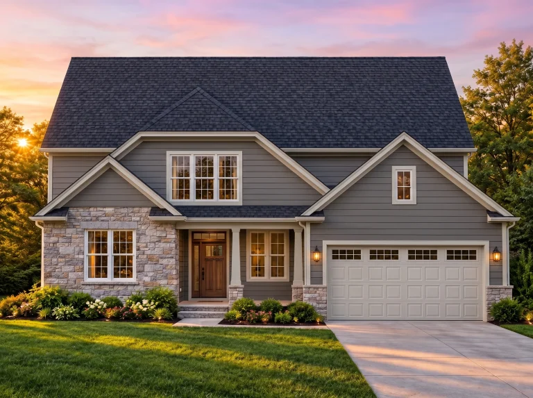 Plan  11-1987 – The Quartz Residence  | Traditional – 2-Bed, 2.5-Bath, 2,804 SF - Warm Charcoal, AI-generated exterior concept