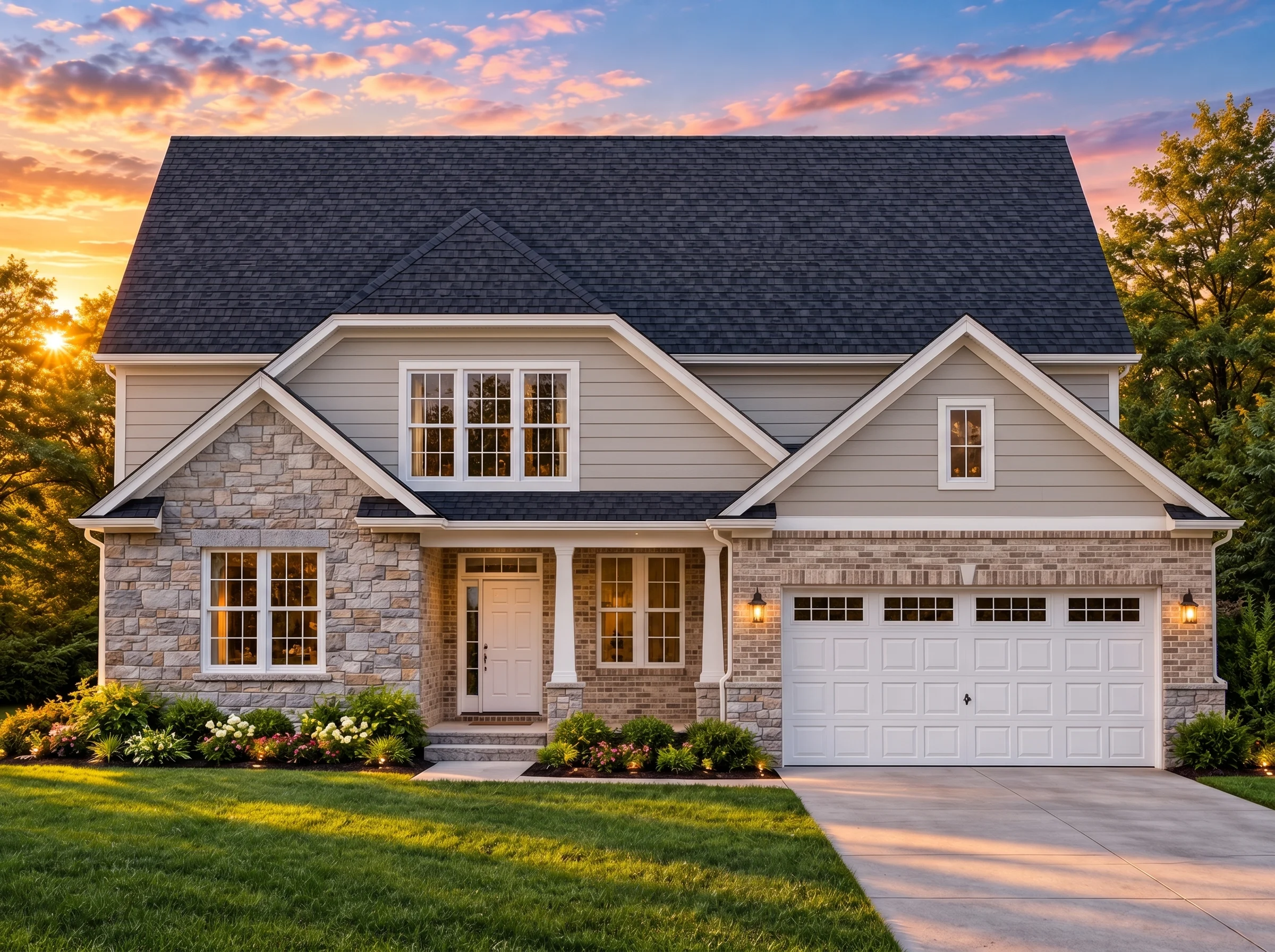 Plan  11-1987 – The Quartz Residence  | Traditional – 2-Bed, 2.5-Bath, 2,804 SF - Natural Brick, AI-generated exterior concept