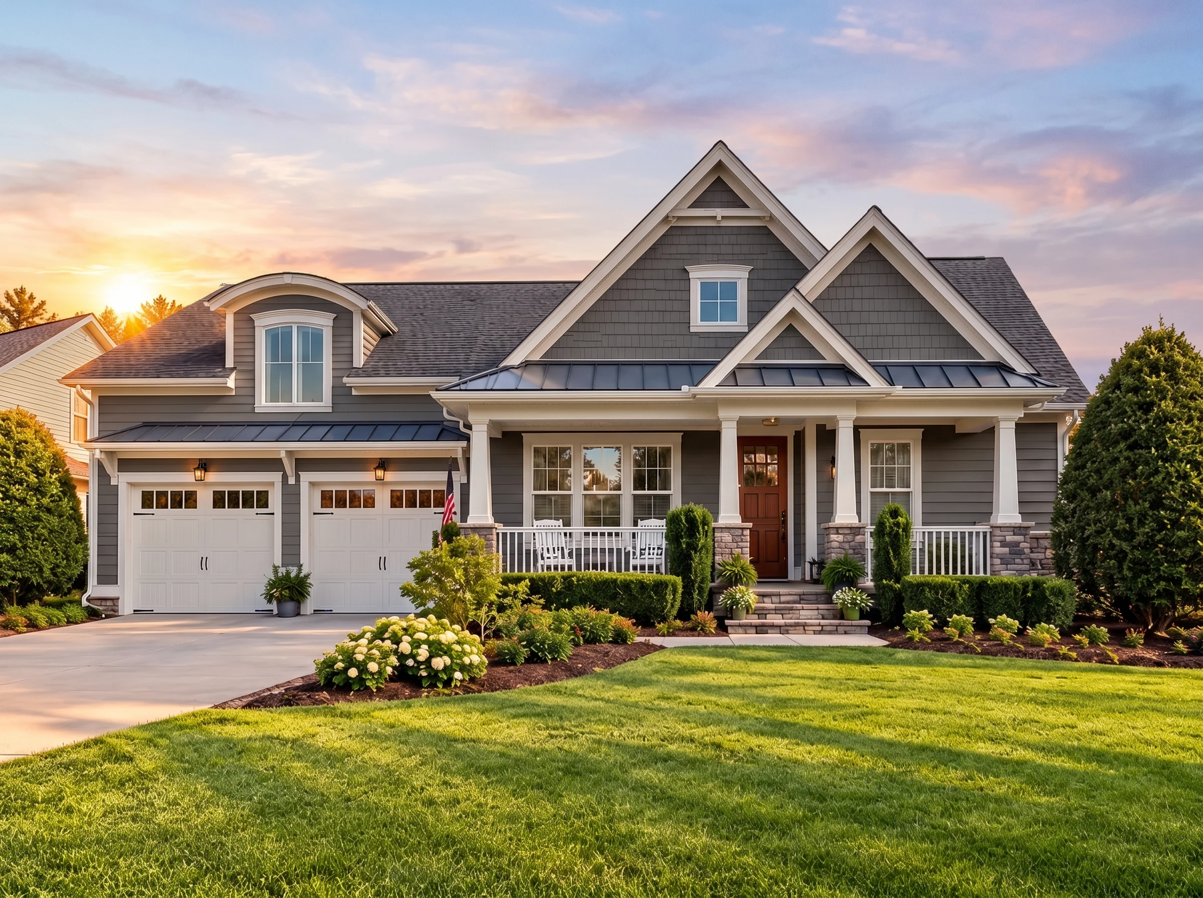 Plan  12-2036 – Oklahoma Plateau |  Craftsman – 3-Bed, 3.5-Bath, 2,663 SF - Warm Charcoal, AI-generated exterior concept