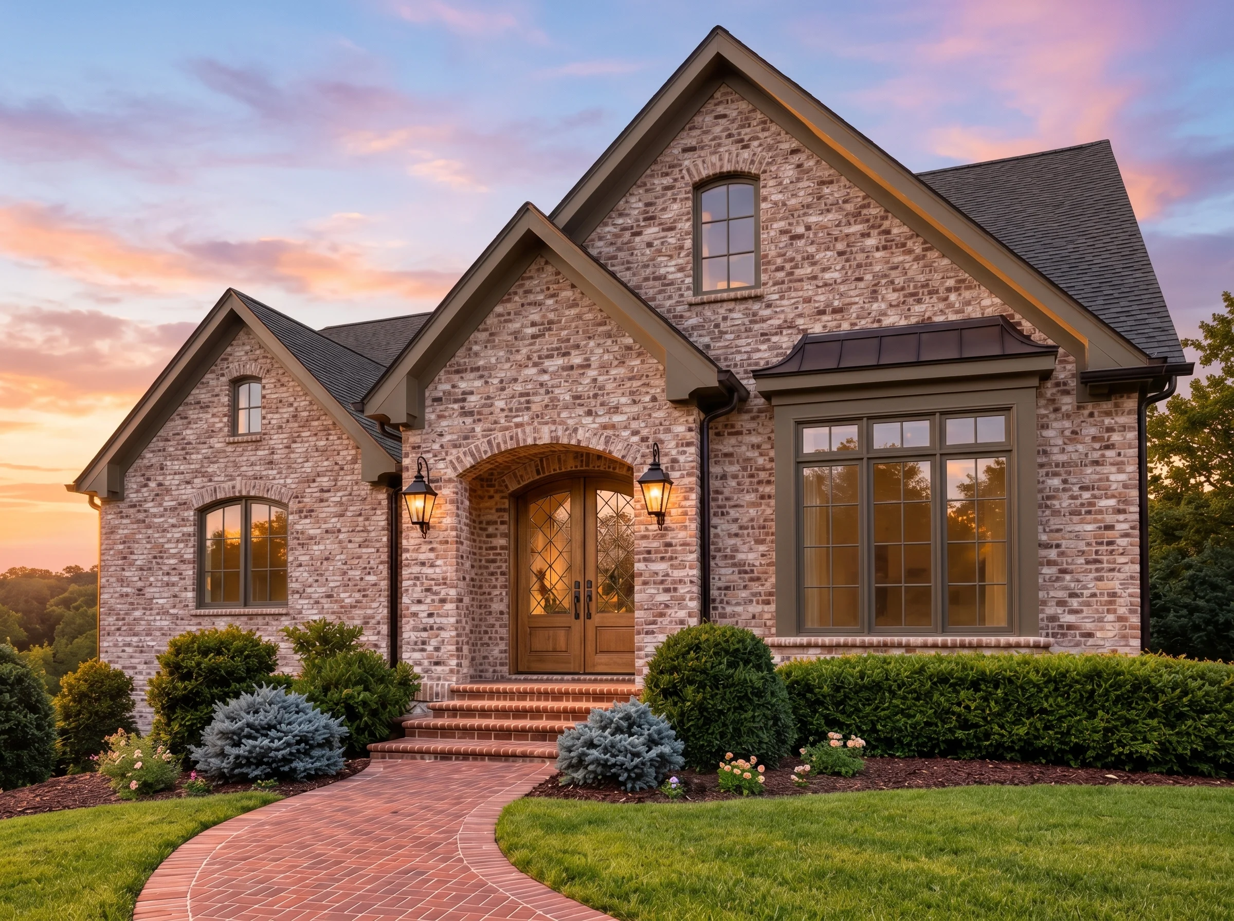 Plan  12-2022 – Alder Cove Manor |  Traditional – 5-Bed, 5-Bath, 4,007 SF - Mushroom Taupe, AI-generated exterior concept