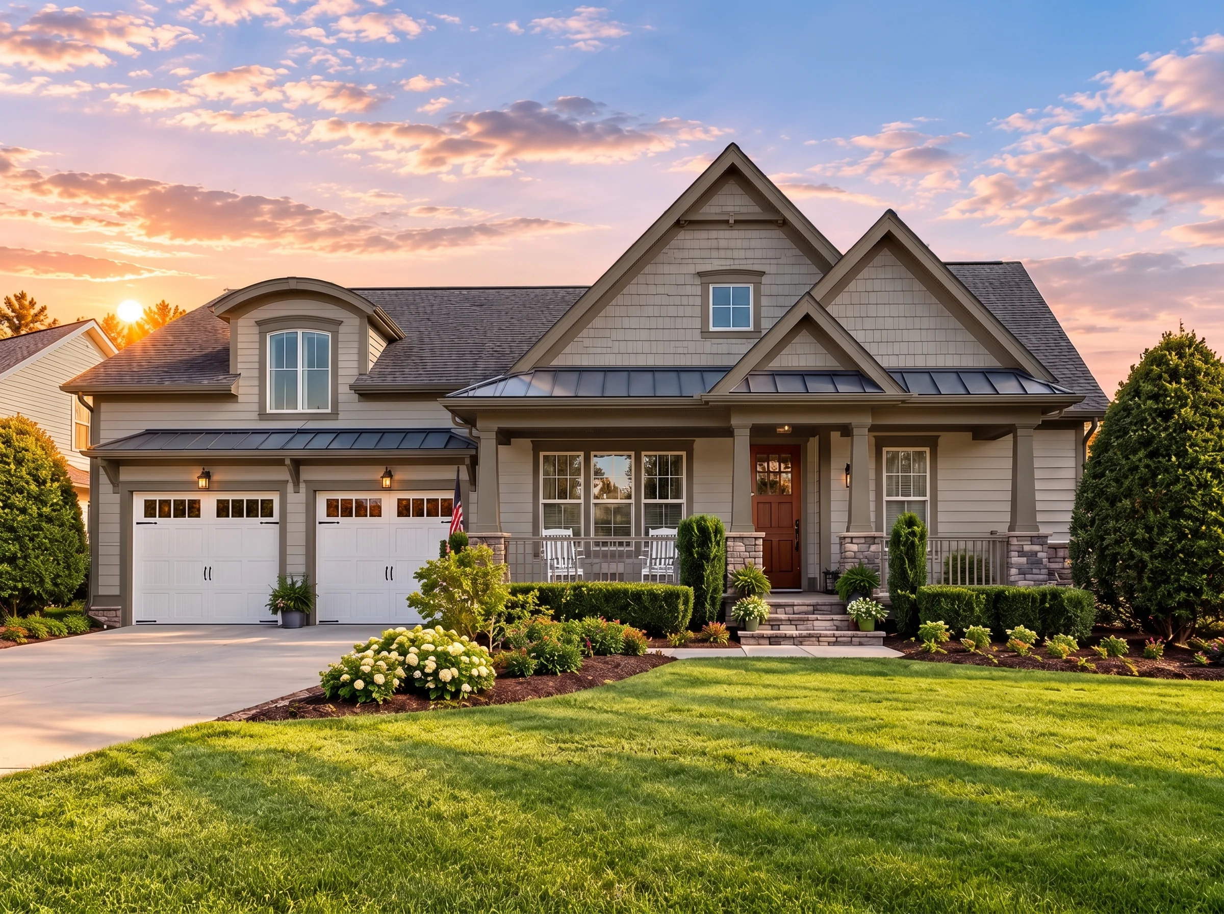 Plan  12-2036 – Oklahoma Plateau |  Craftsman – 3-Bed, 3.5-Bath, 2,663 SF - Mushroom Taupe, AI-generated exterior concept