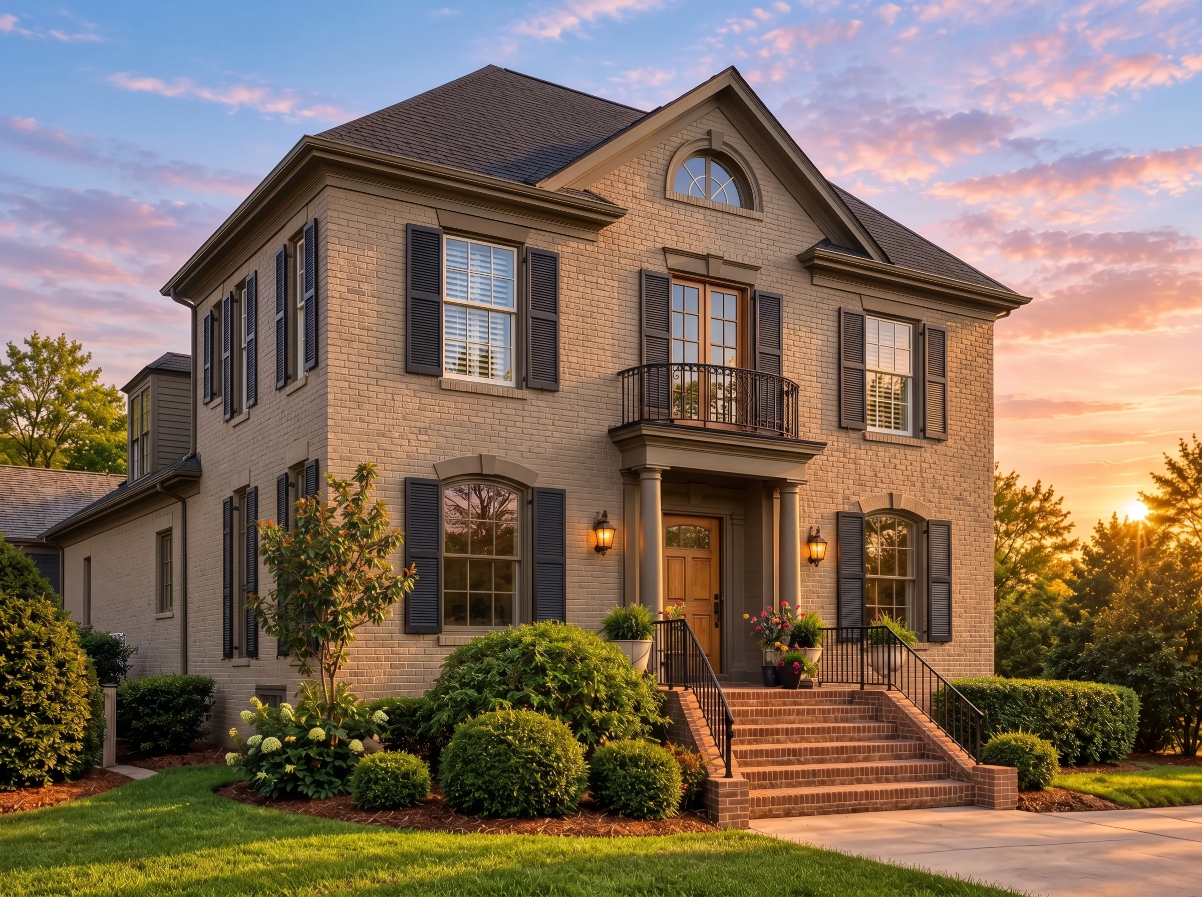 Plan  12-2037 – Yew Tree Cottage |  Georgian Colonial – 3-Bed, 3.5-Bath, 2,587 SF - Mushroom Taupe, AI-generated exterior concept