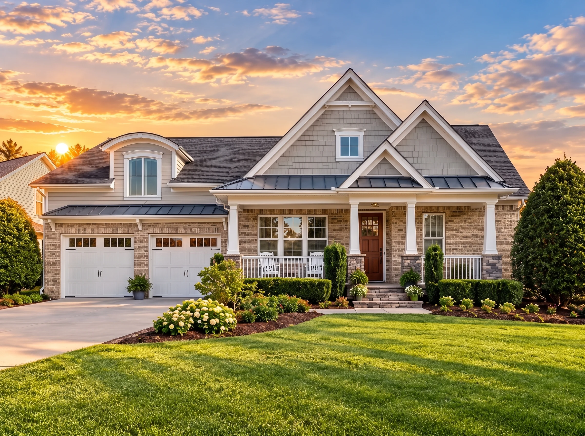 Plan  12-2036 – Oklahoma Plateau |  Craftsman – 3-Bed, 3.5-Bath, 2,663 SF - Natural Brick, AI-generated exterior concept