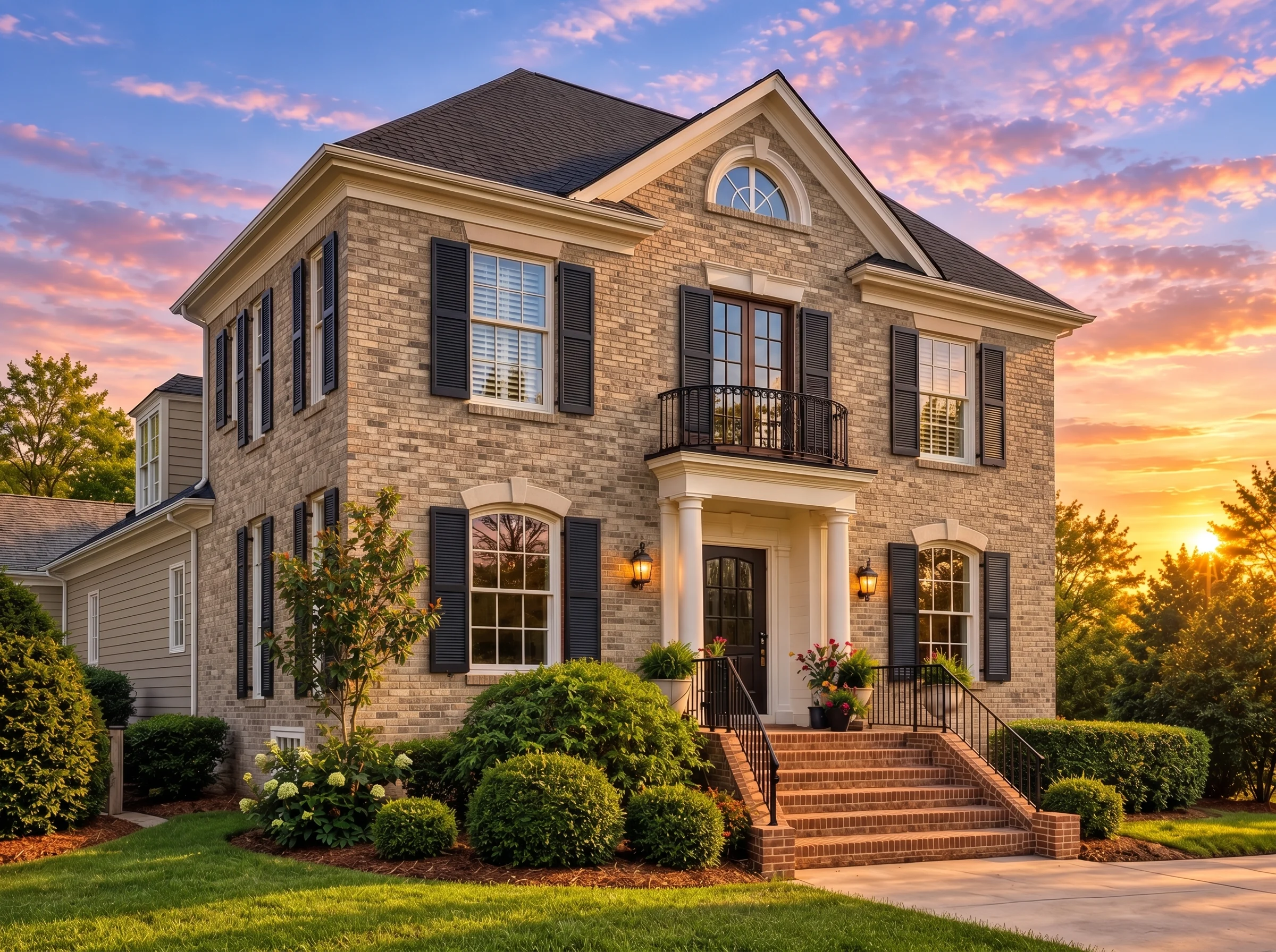 Plan  12-2037 – Yew Tree Cottage |  Georgian Colonial – 3-Bed, 3.5-Bath, 2,587 SF - Natural Brick, AI-generated exterior concept