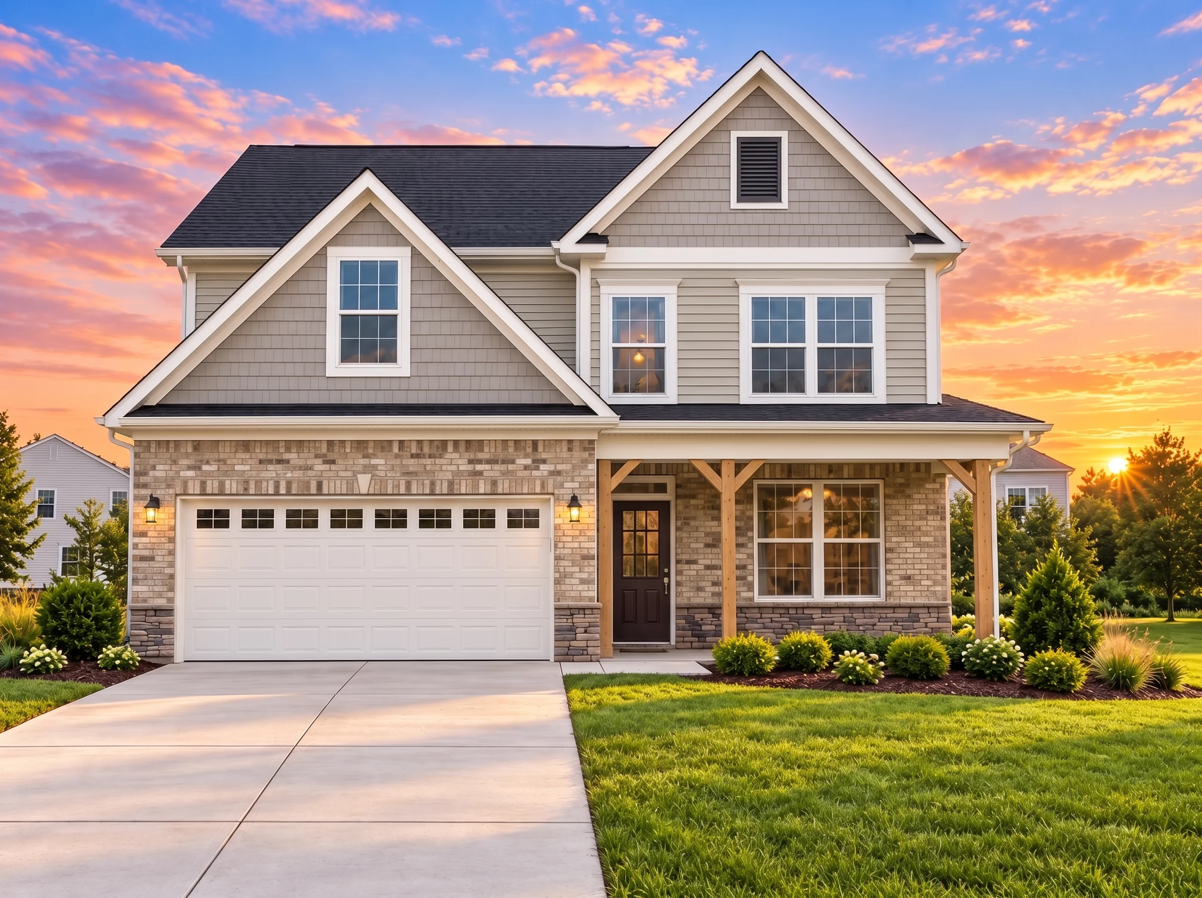 Plan  12-2050 – Louisiana Ridge |  Traditional – 4-Bed, 2.5-Bath, 2,911 SF - Natural Brick, AI-generated exterior concept