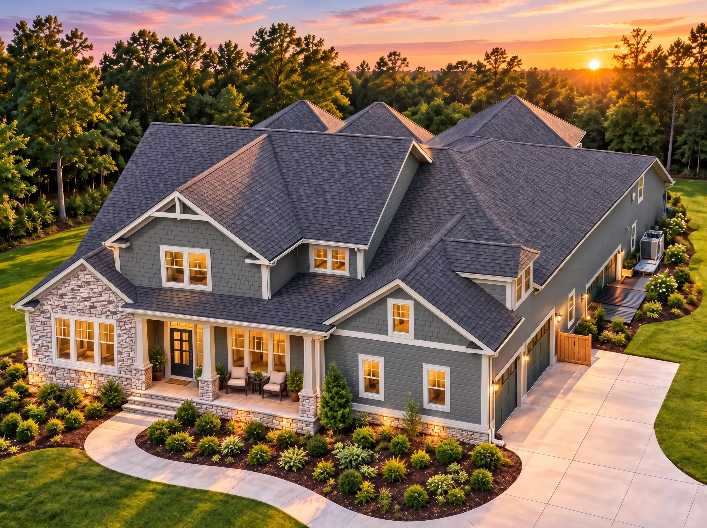 Plan  12-2096 – The Visionary | New  American – 3-Bed, 3.5-Bath, 3,883 SF - Warm Charcoal, AI-generated exterior concept