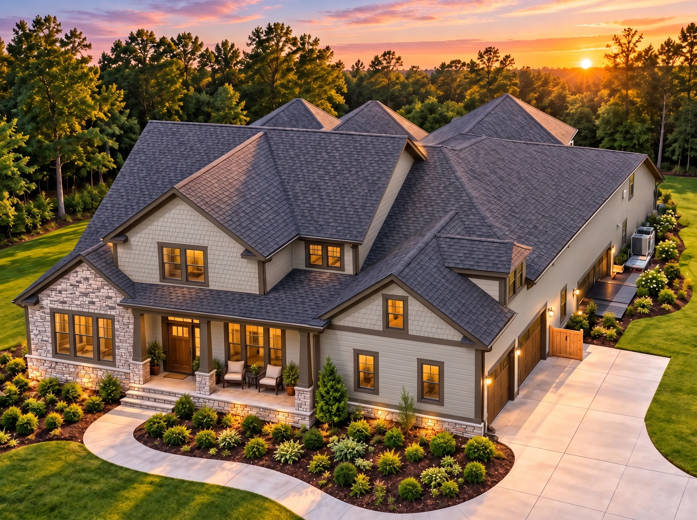 Plan  12-2096 – The Visionary | New  American – 3-Bed, 3.5-Bath, 3,883 SF - Mushroom Taupe, AI-generated exterior concept