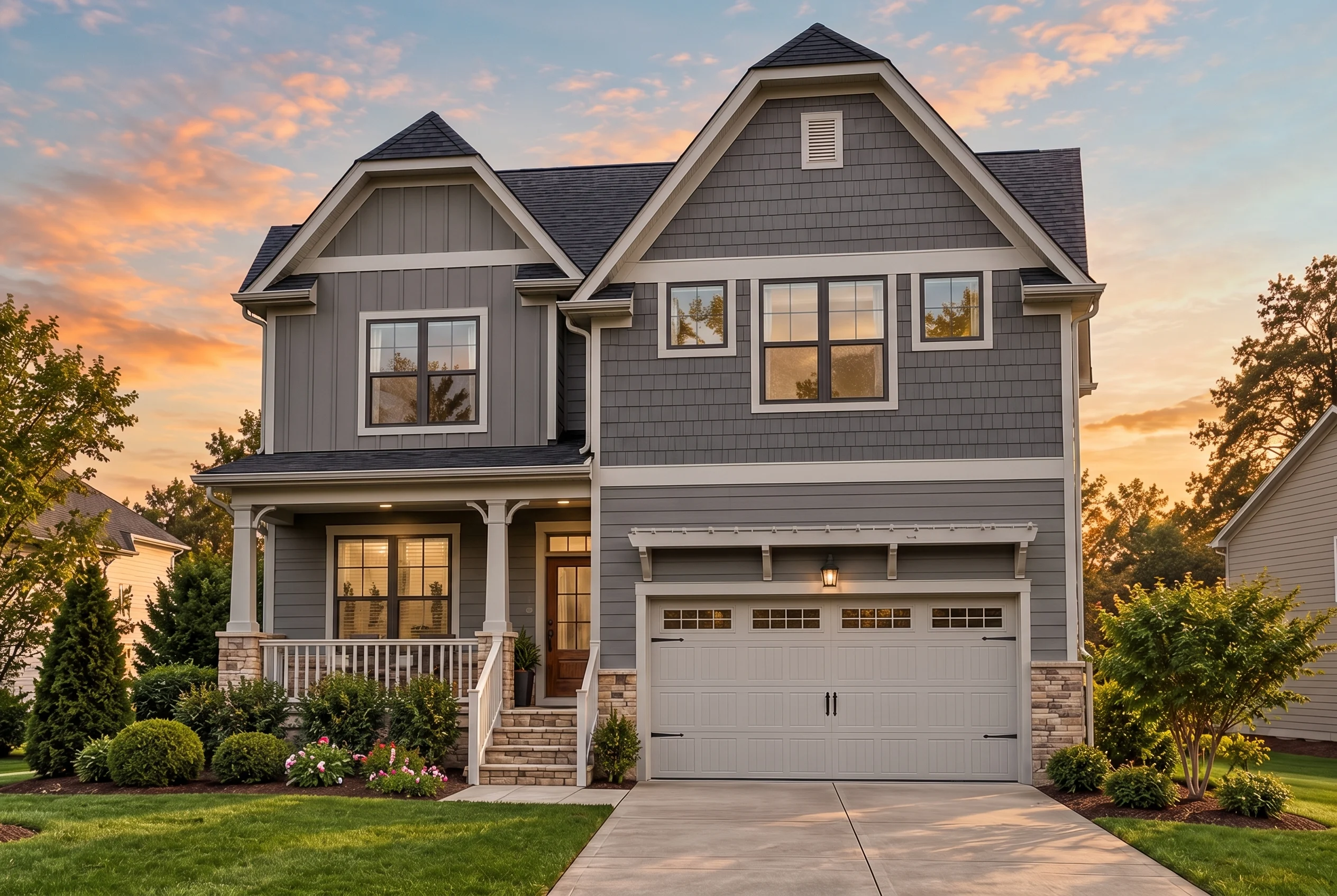 Plan  12-2140 – Sadness Estate |  Tudor Revival – 4-Bed, 2.5-Bath, 2,385 SF - Warm Charcoal, AI-generated exterior concept