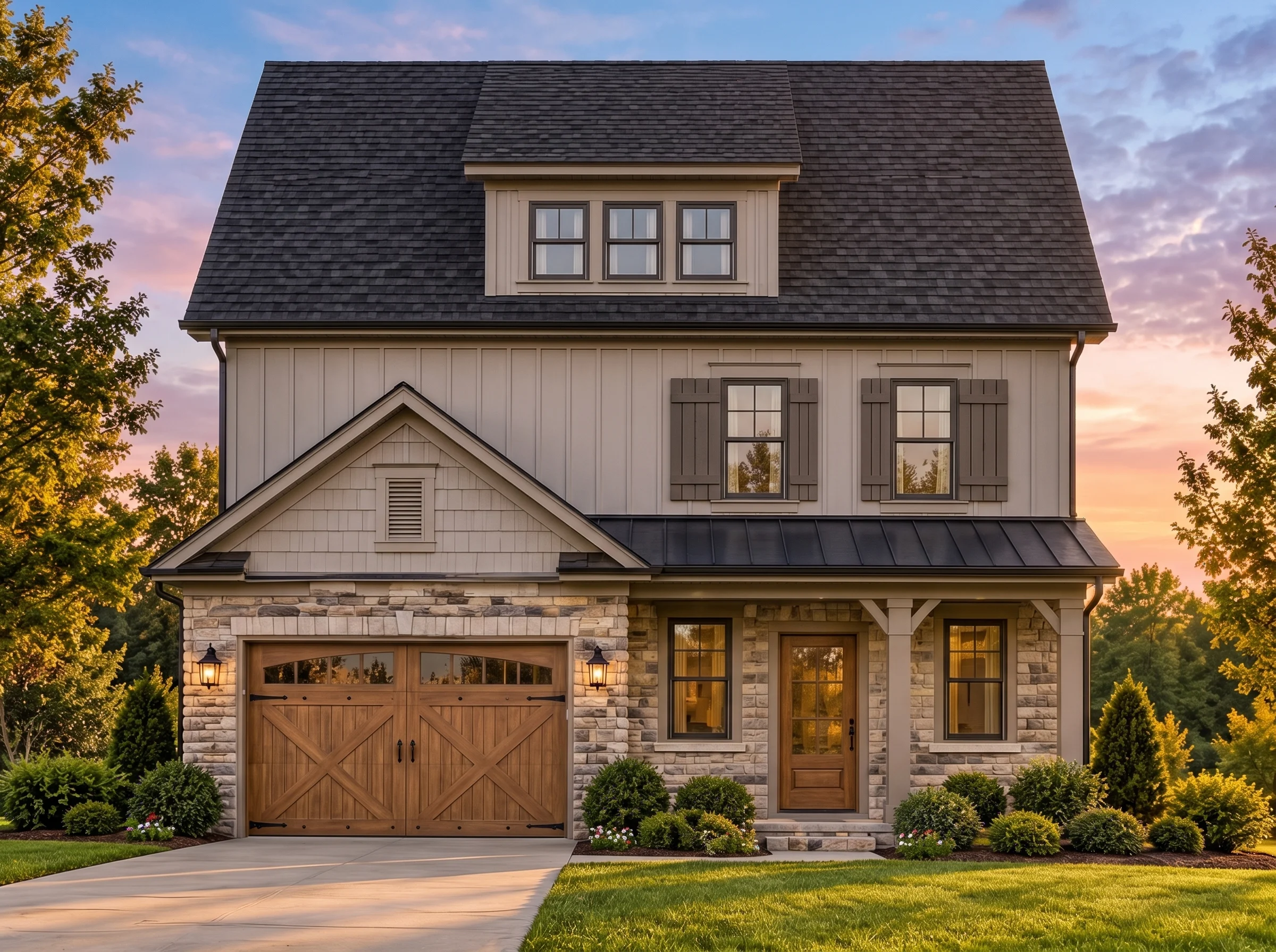 Plan  12-2141 – Victorian Mansions |  Modern Farmhouse – 3-Bed, 2-Bath, 1,770 SF - Mushroom Taupe, AI-generated exterior concept