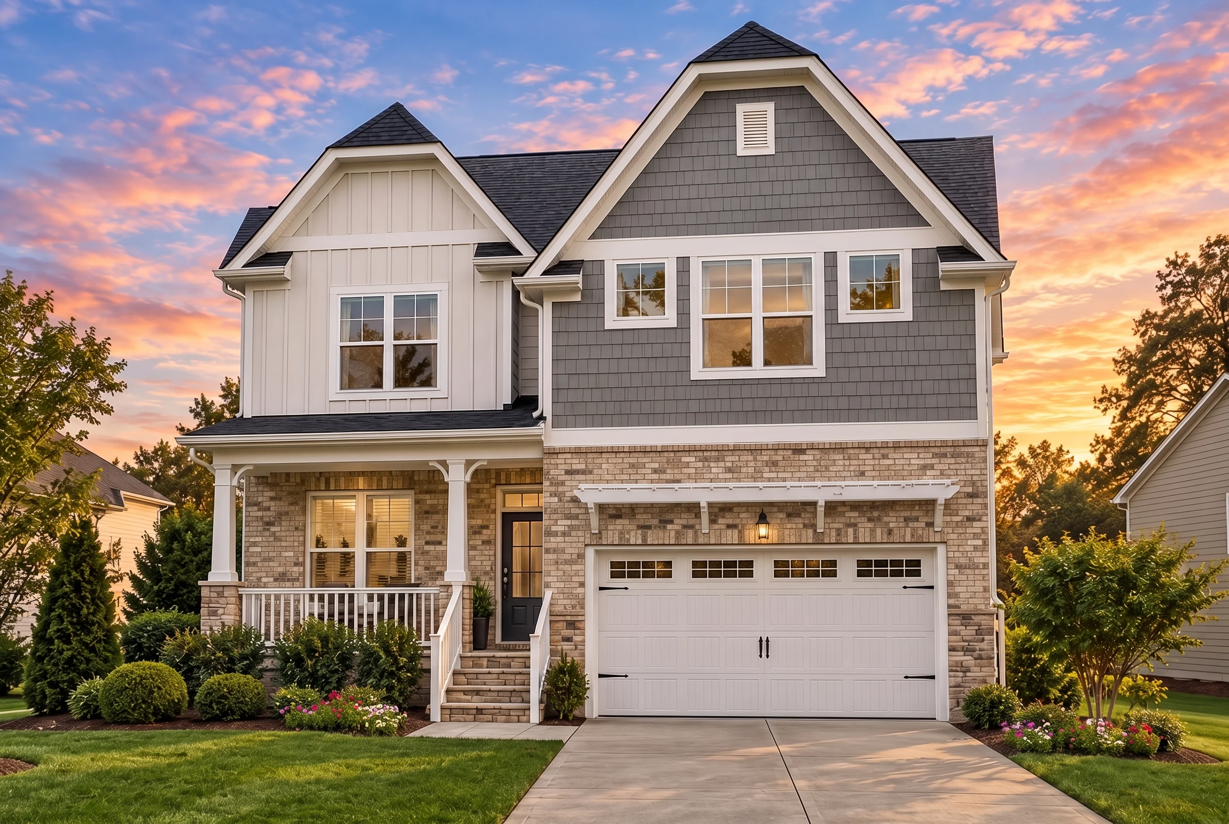 Plan  12-2140 – Sadness Estate |  Tudor Revival – 4-Bed, 2.5-Bath, 2,385 SF - Natural Brick, AI-generated exterior concept