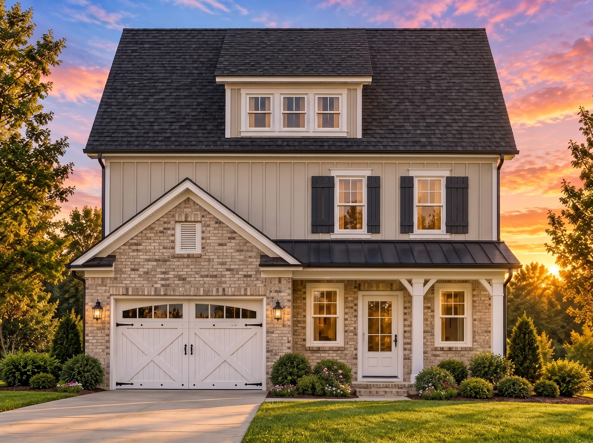 Plan  12-2141 – Victorian Mansions |  Modern Farmhouse – 3-Bed, 2-Bath, 1,770 SF - Natural Brick, AI-generated exterior concept