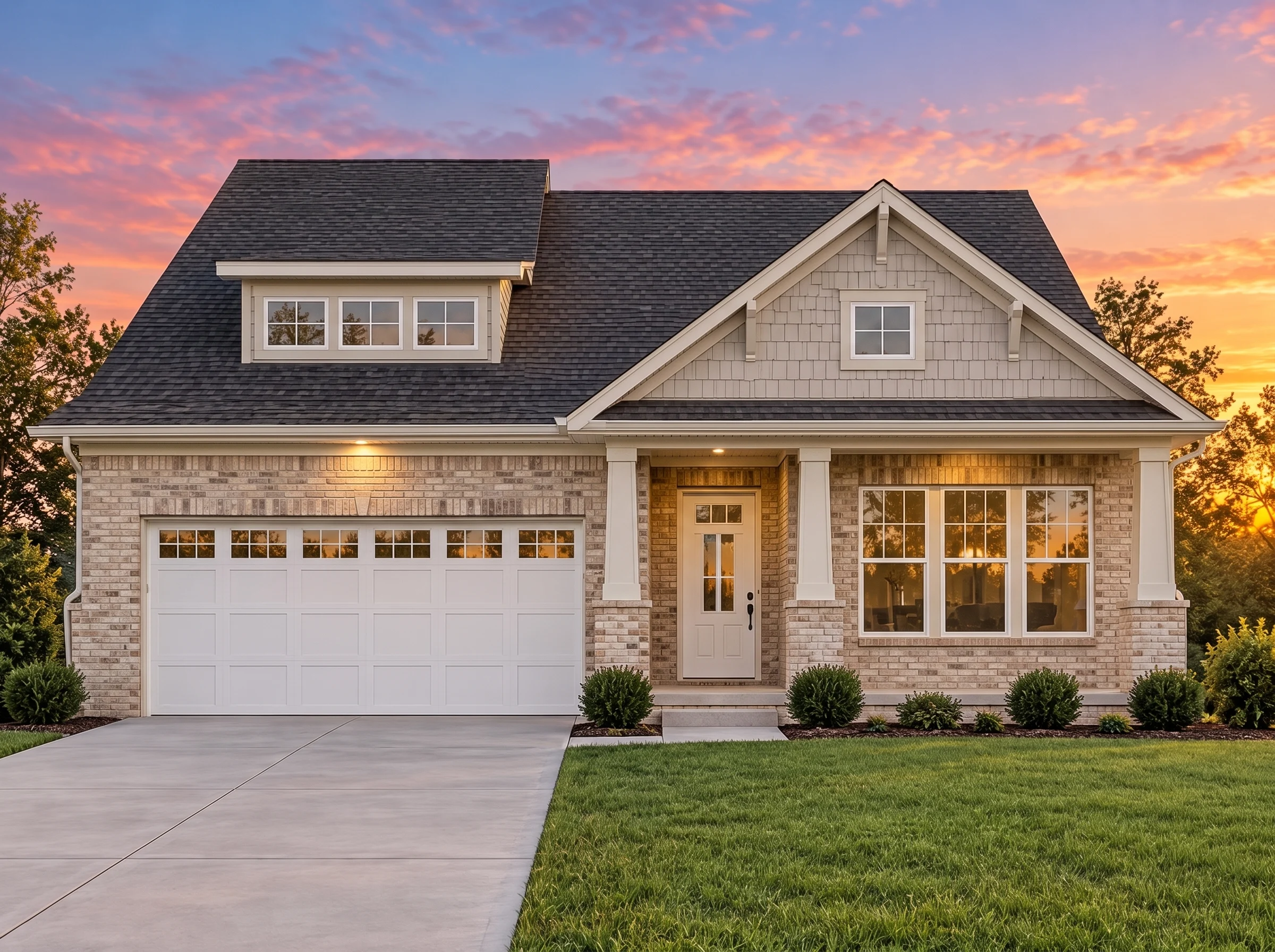 Plan  12-2145 – Sycamore Valley |  Tudor Revival – 3-4-Bed, 2-3-Bath, 2,184 SF - Natural Brick, AI-generated exterior concept