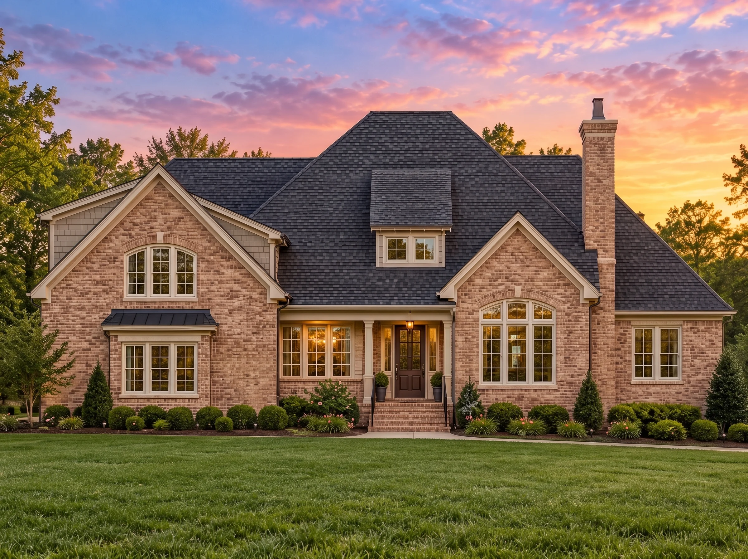 Plan  12-2147 – Mississippi Plateau  | French Country – 3-Bed, 3.5-Bath, 3,260 SF - Natural Brick, AI-generated exterior concept