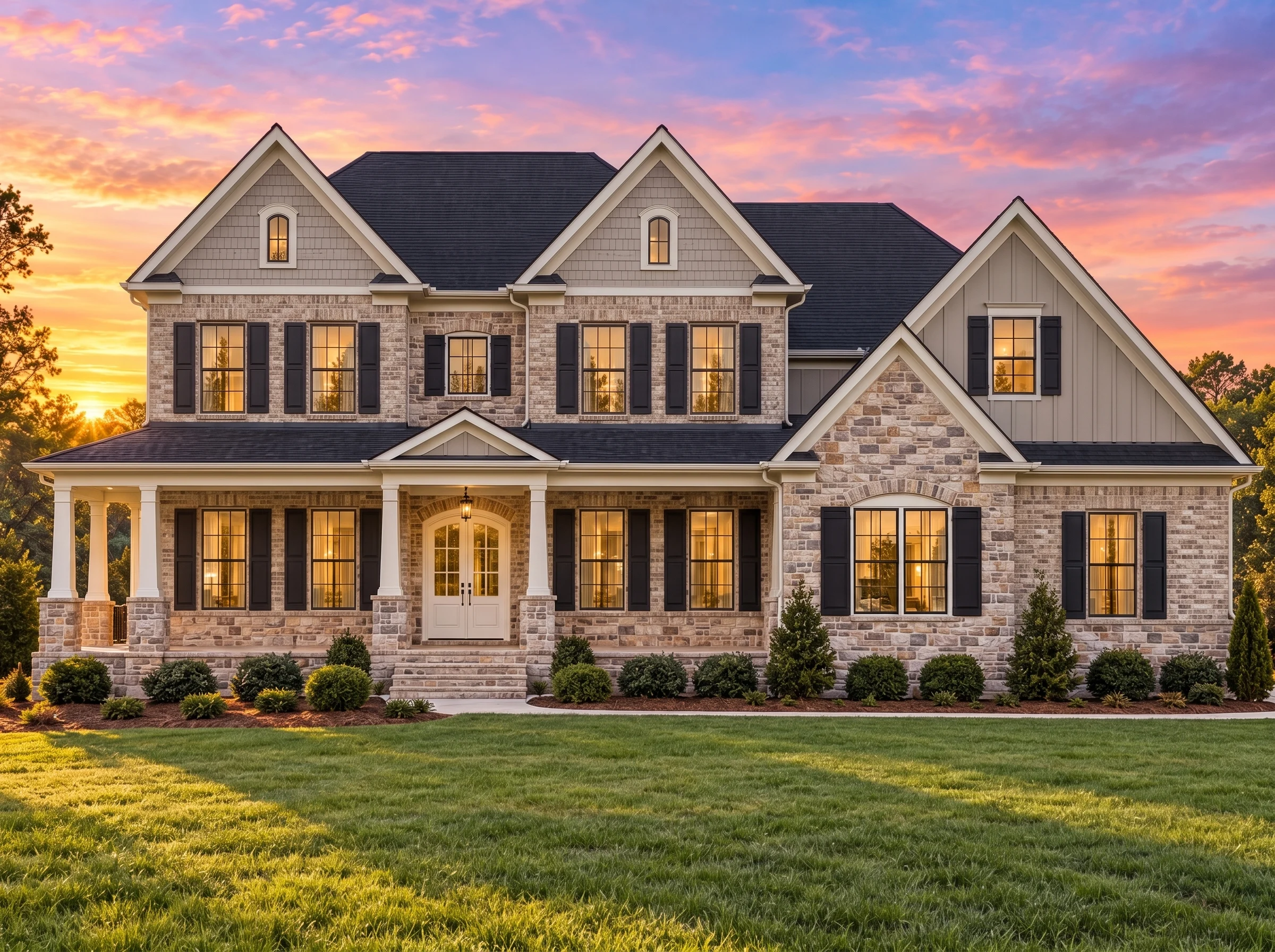 Plan  12-2171 – Oak Glen Manor |  Traditional Colonial – 4-Bed, 5-Bath, 4,113 SF - Natural Brick, AI-generated exterior concept