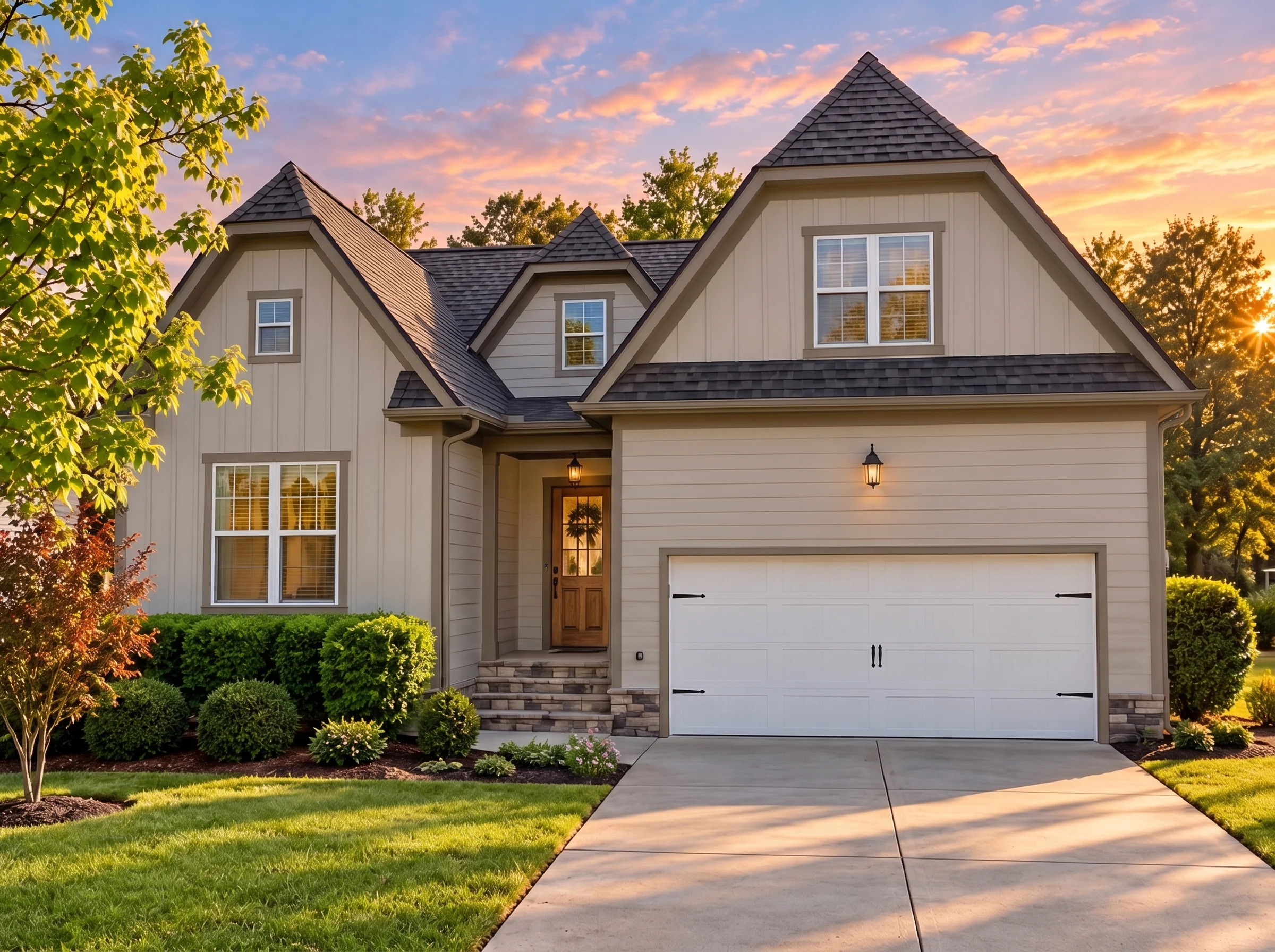 Plan  12-2189 – Maple Hollow Residence  | Modern Farmhouse – 3-Bed, 2-Bath, 2,283 SF - Mushroom Taupe, AI-generated exterior concept