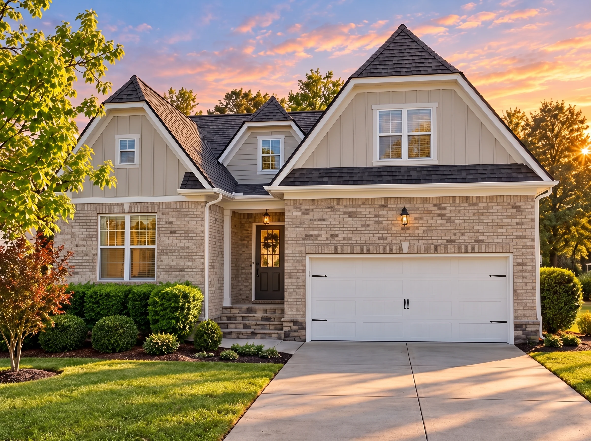 Plan  12-2189 – Maple Hollow Residence  | Modern Farmhouse – 3-Bed, 2-Bath, 2,283 SF - Natural Brick, AI-generated exterior concept