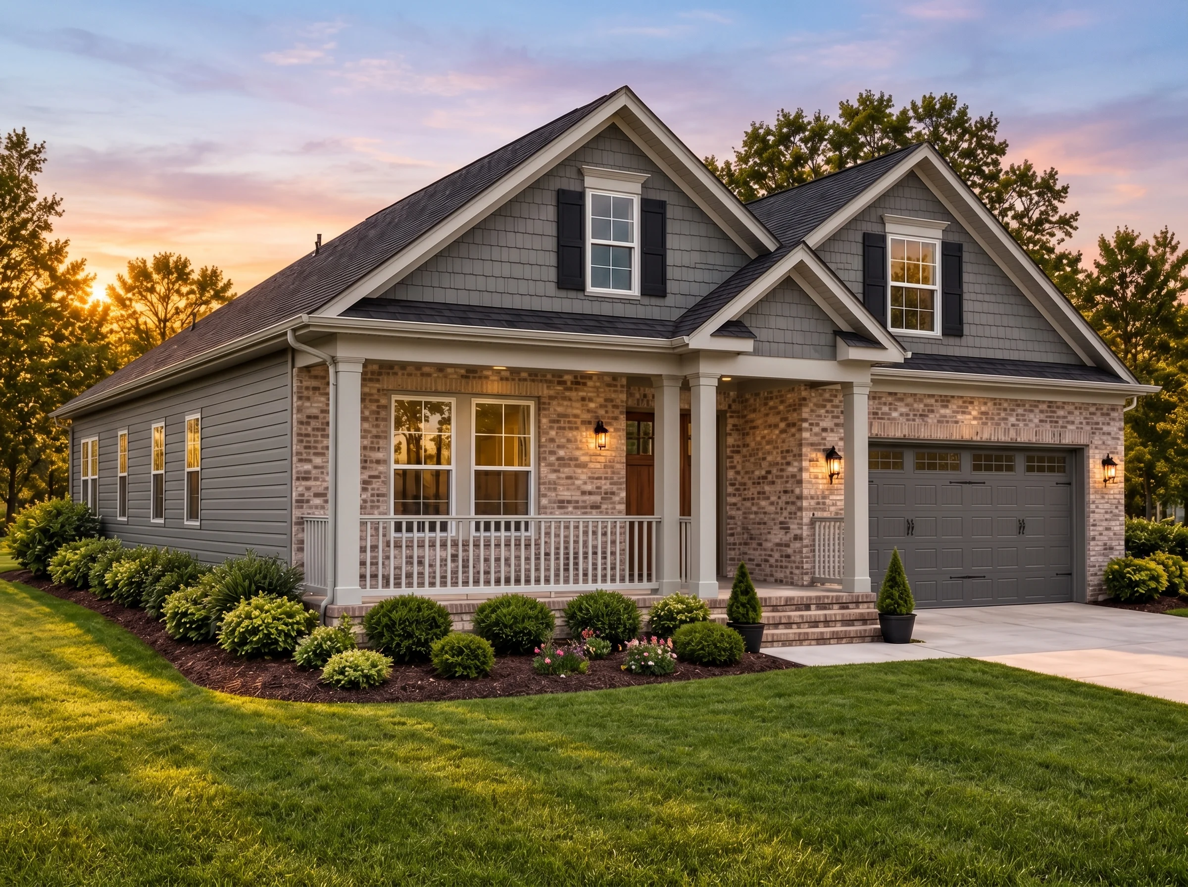 Plan  12-2211 – Auburn Creek Hall |  Traditional – 4-Bed, 3-Bath, 2,337 SF - Warm Charcoal, AI-generated exterior concept
