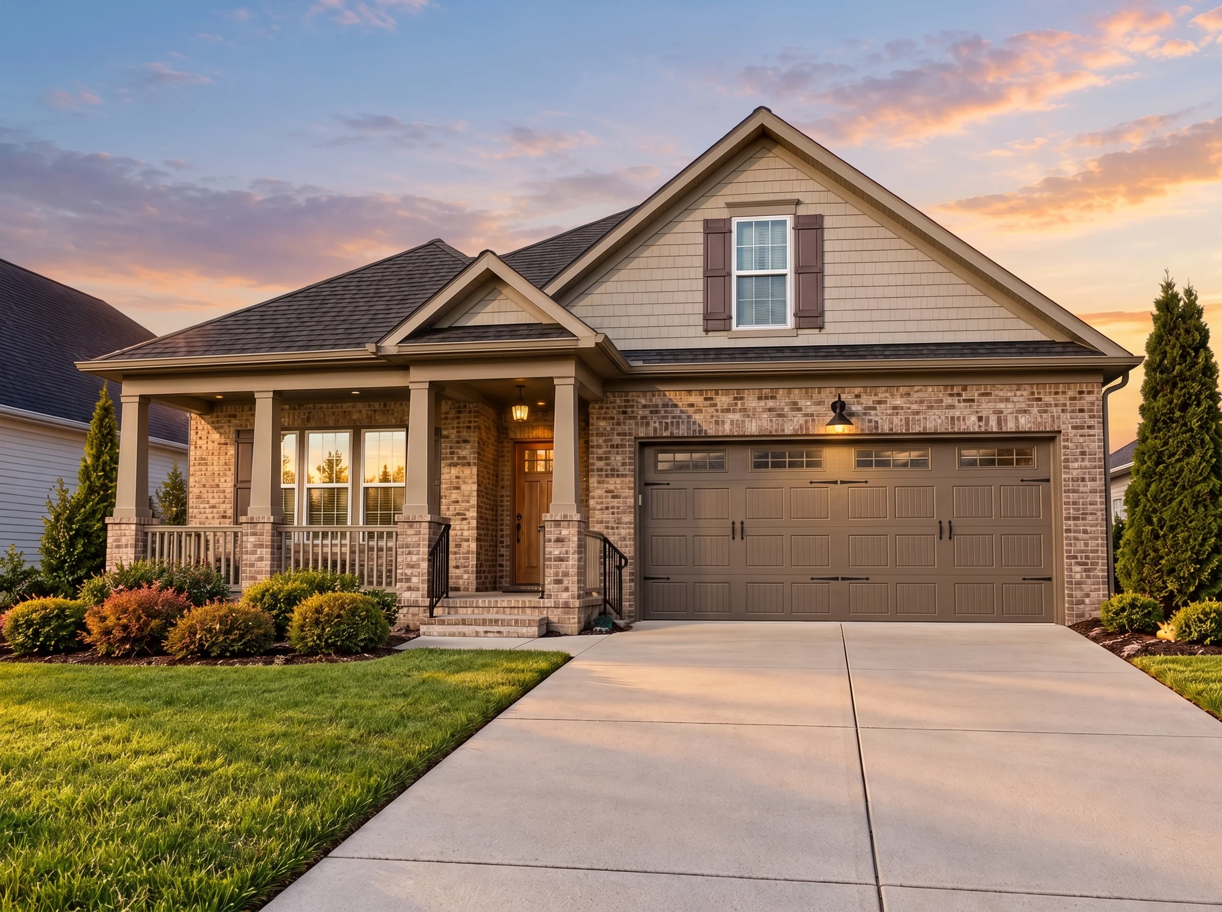 Plan  12-2210 – The Empire |  Craftsman – 4-Bed, 3-Bath, 2,494 SF - Mushroom Taupe, AI-generated exterior concept