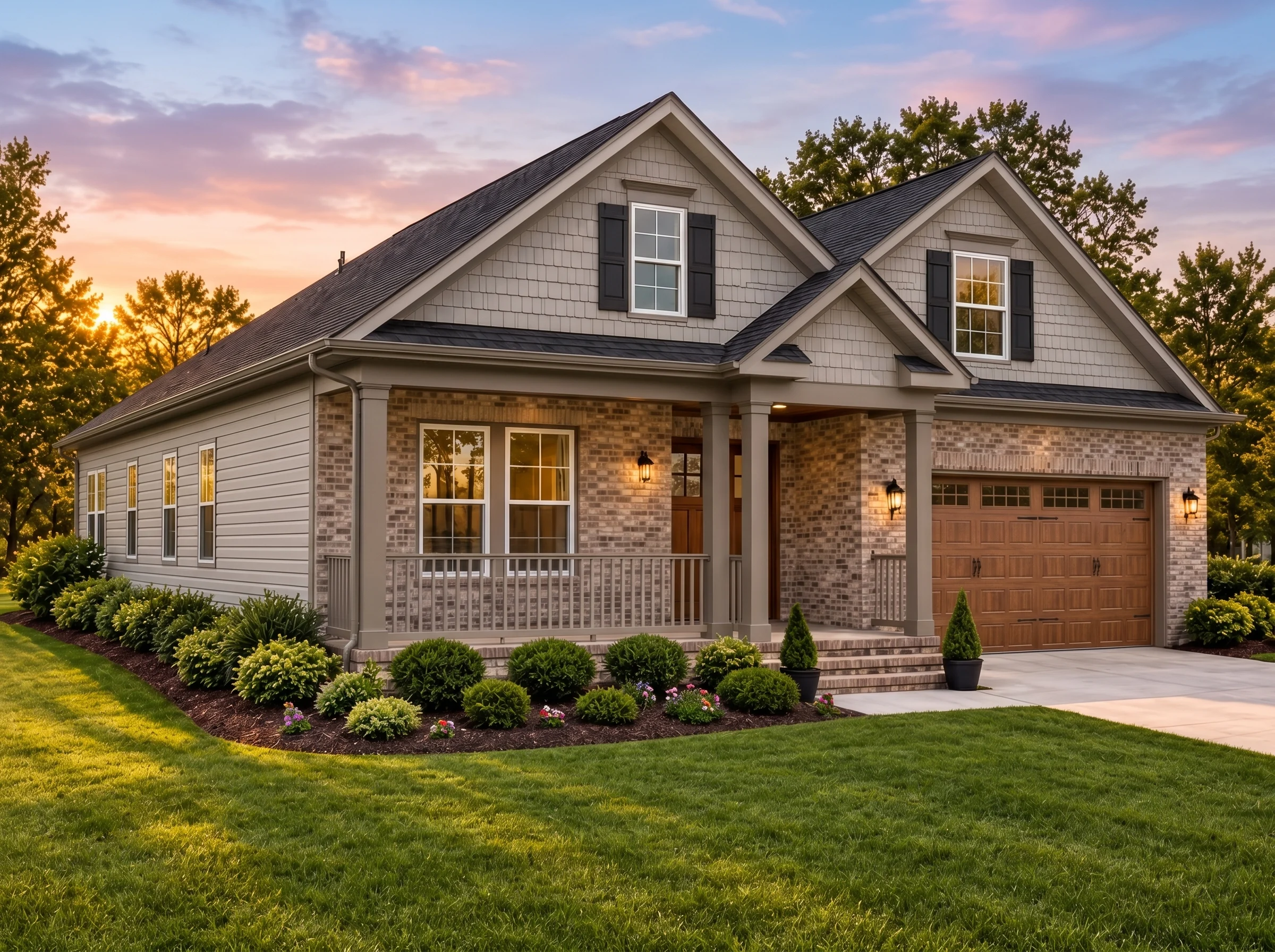 Plan  12-2211 – Auburn Creek Hall |  Traditional – 4-Bed, 3-Bath, 2,337 SF - Mushroom Taupe, AI-generated exterior concept