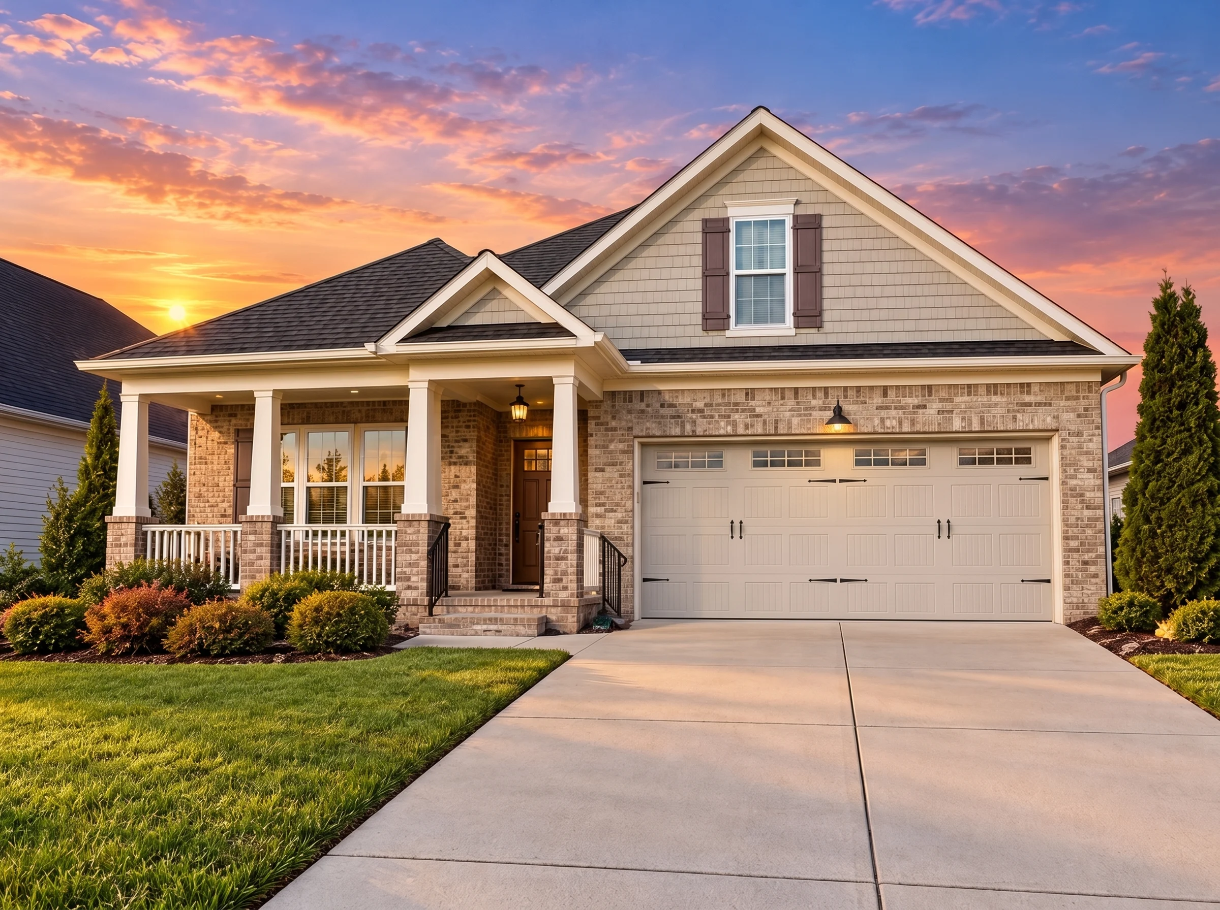 Plan  12-2210 – The Empire |  Craftsman – 4-Bed, 3-Bath, 2,494 SF - Natural Brick, AI-generated exterior concept