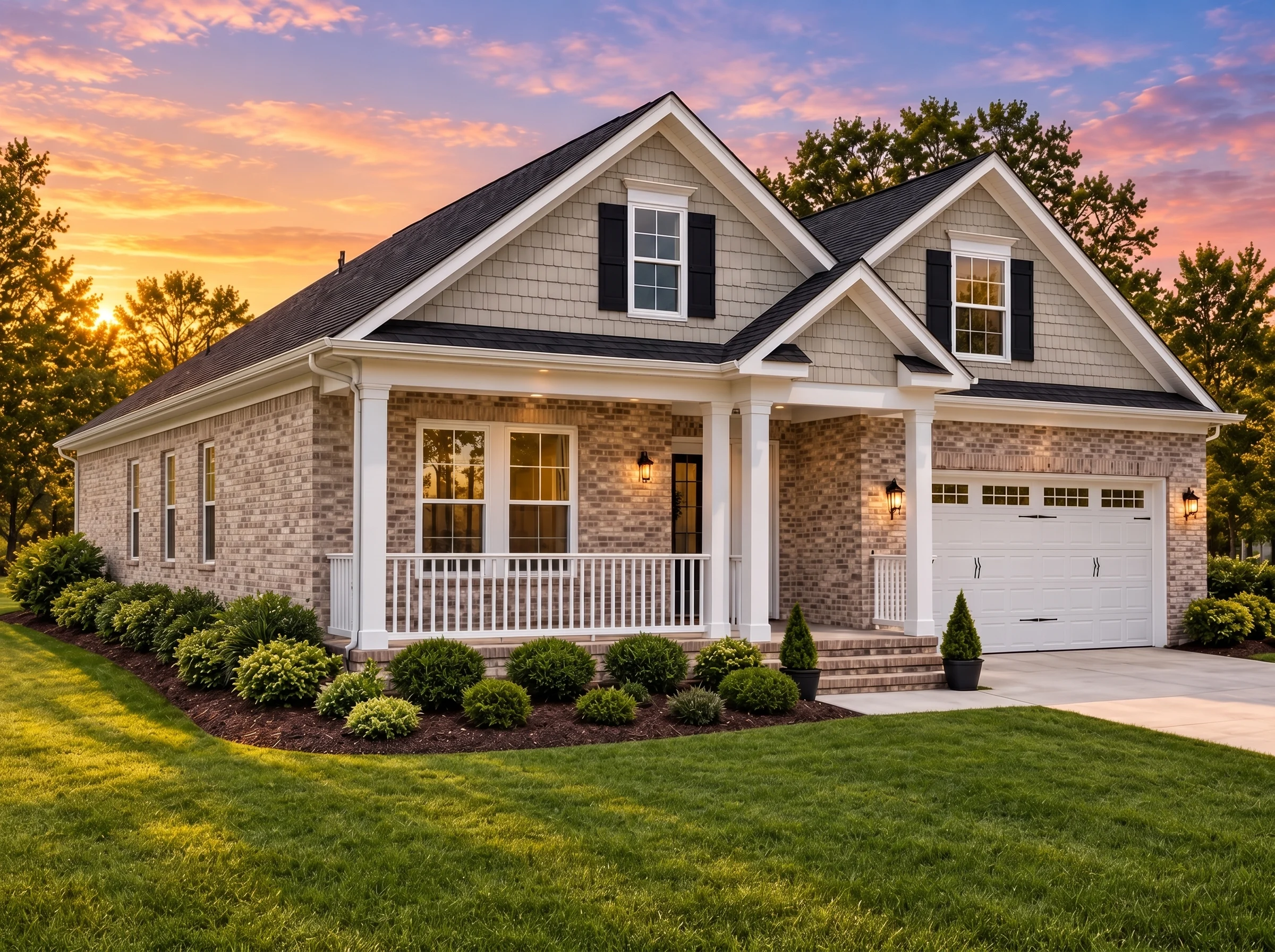 Plan  12-2211 – Auburn Creek Hall |  Traditional – 4-Bed, 3-Bath, 2,337 SF - Natural Brick, AI-generated exterior concept