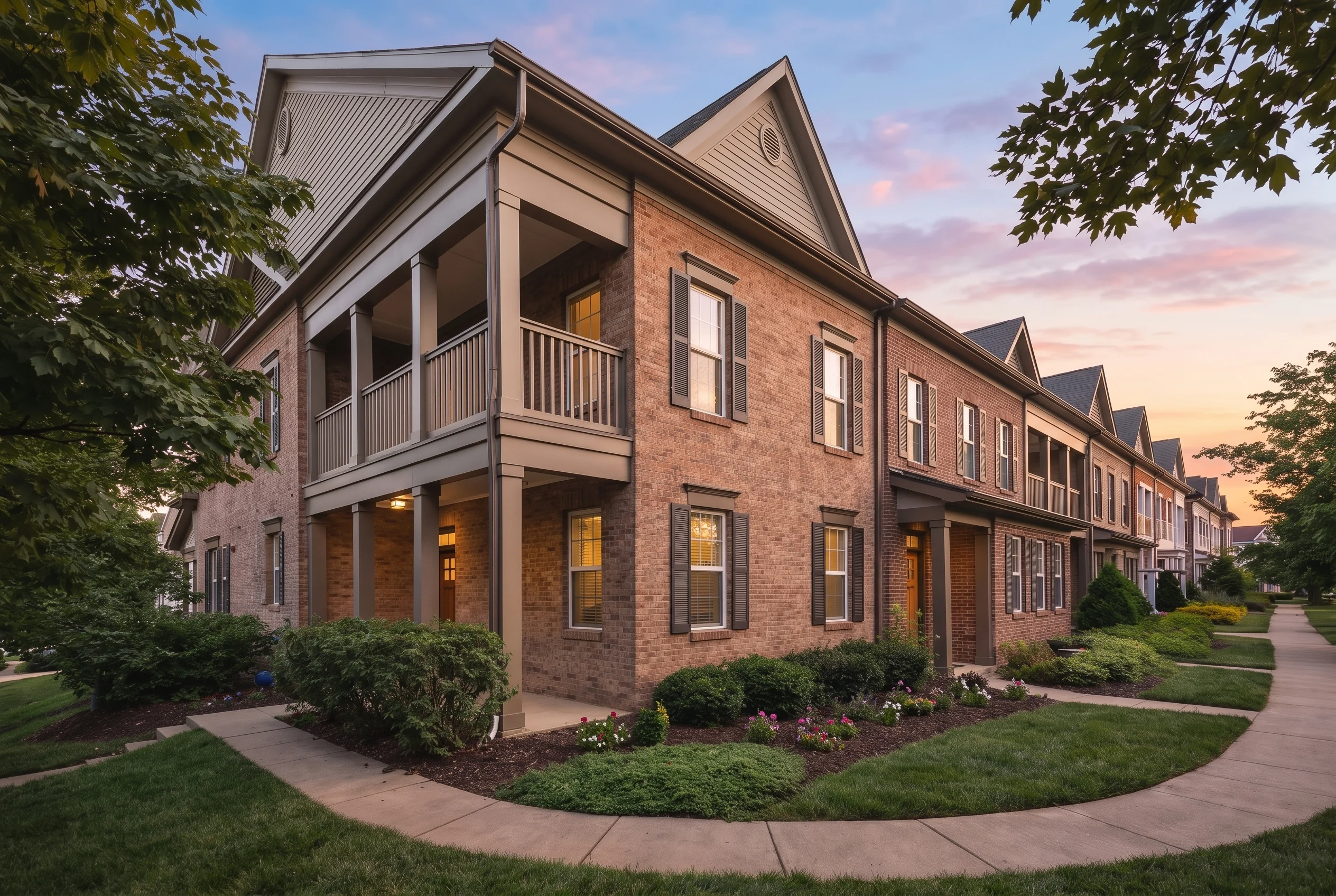 Plan  12-2220 – Aster Summit Homestead  | Townhome – 3-Bed, 2.5-Bath, 1,985 SF - Mushroom Taupe, AI-generated exterior concept