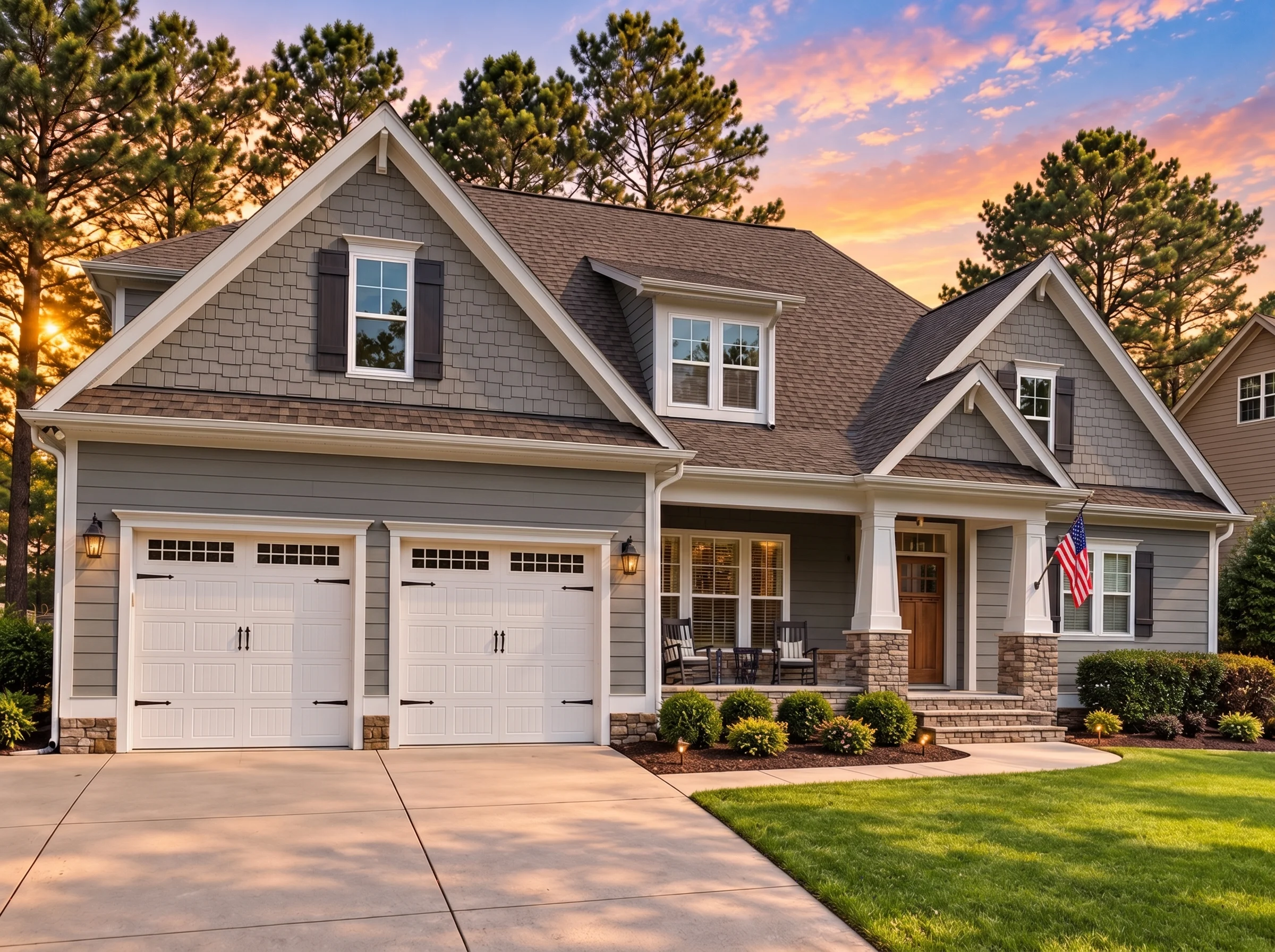 Plan  12-2222 – Willow Meadow Estate  | New American – 4-Bed, 3.5-Bath, 2,863 SF - Warm Charcoal, AI-generated exterior concept
