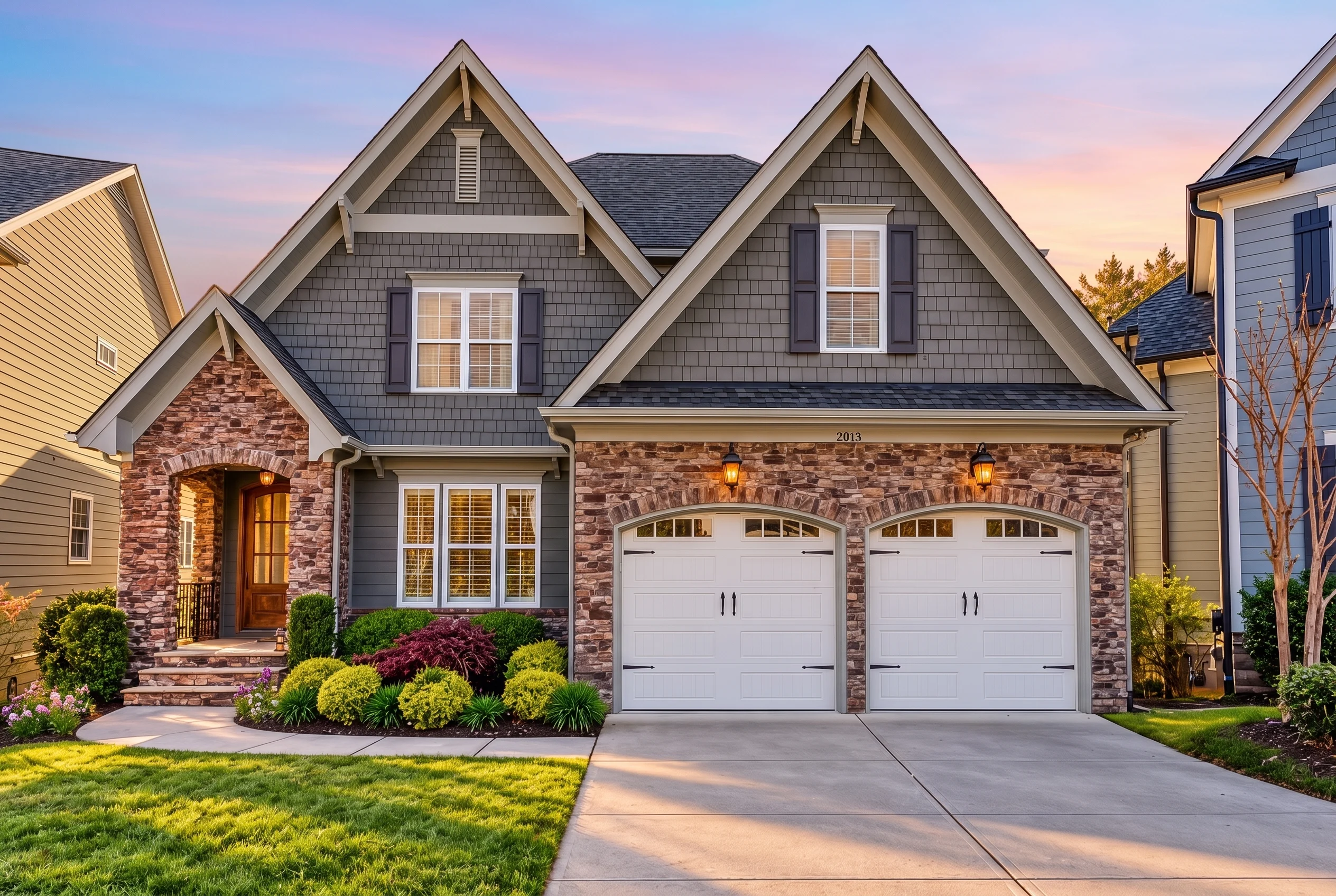 Plan  12-2223 – Aster Cove Villa |  Traditional New American – 5-Bed, 5-Bath, 3,987 SF - Warm Charcoal, AI-generated exterior concept