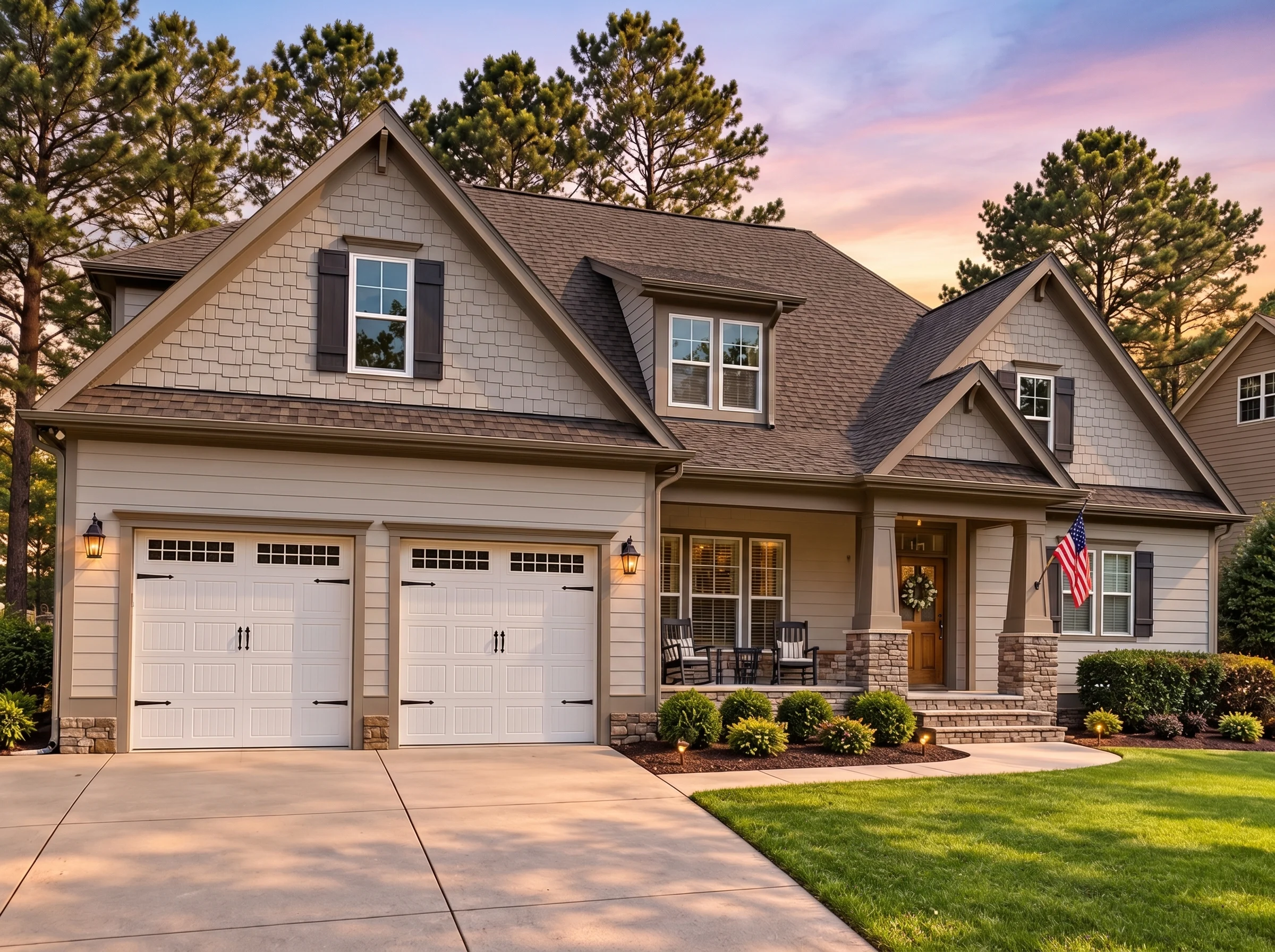 Plan  12-2222 – Willow Meadow Estate  | New American – 4-Bed, 3.5-Bath, 2,863 SF - Mushroom Taupe, AI-generated exterior concept