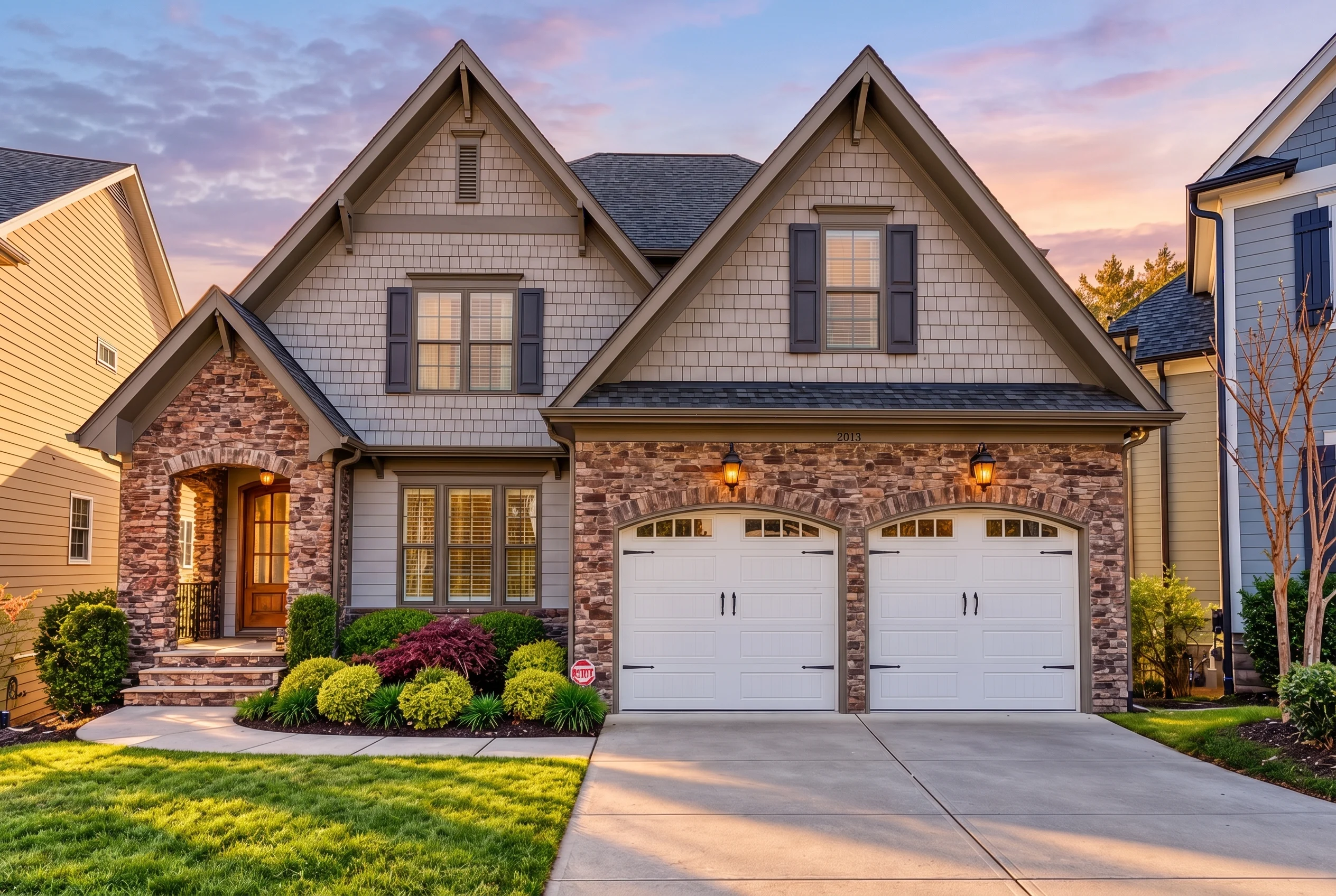 Plan  12-2223 – Aster Cove Villa |  Traditional New American – 5-Bed, 5-Bath, 3,987 SF - Mushroom Taupe, AI-generated exterior concept