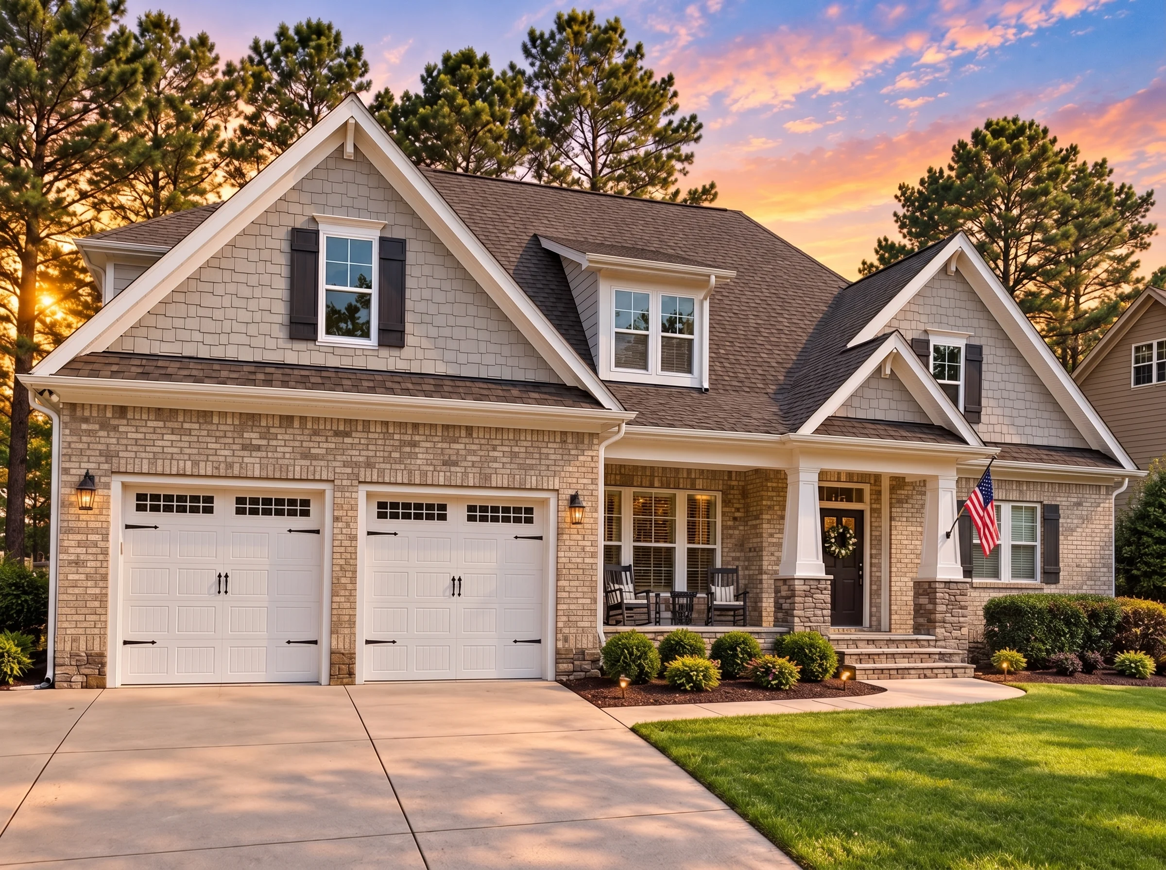 Plan  12-2222 – Willow Meadow Estate  | New American – 4-Bed, 3.5-Bath, 2,863 SF - Natural Brick, AI-generated exterior concept