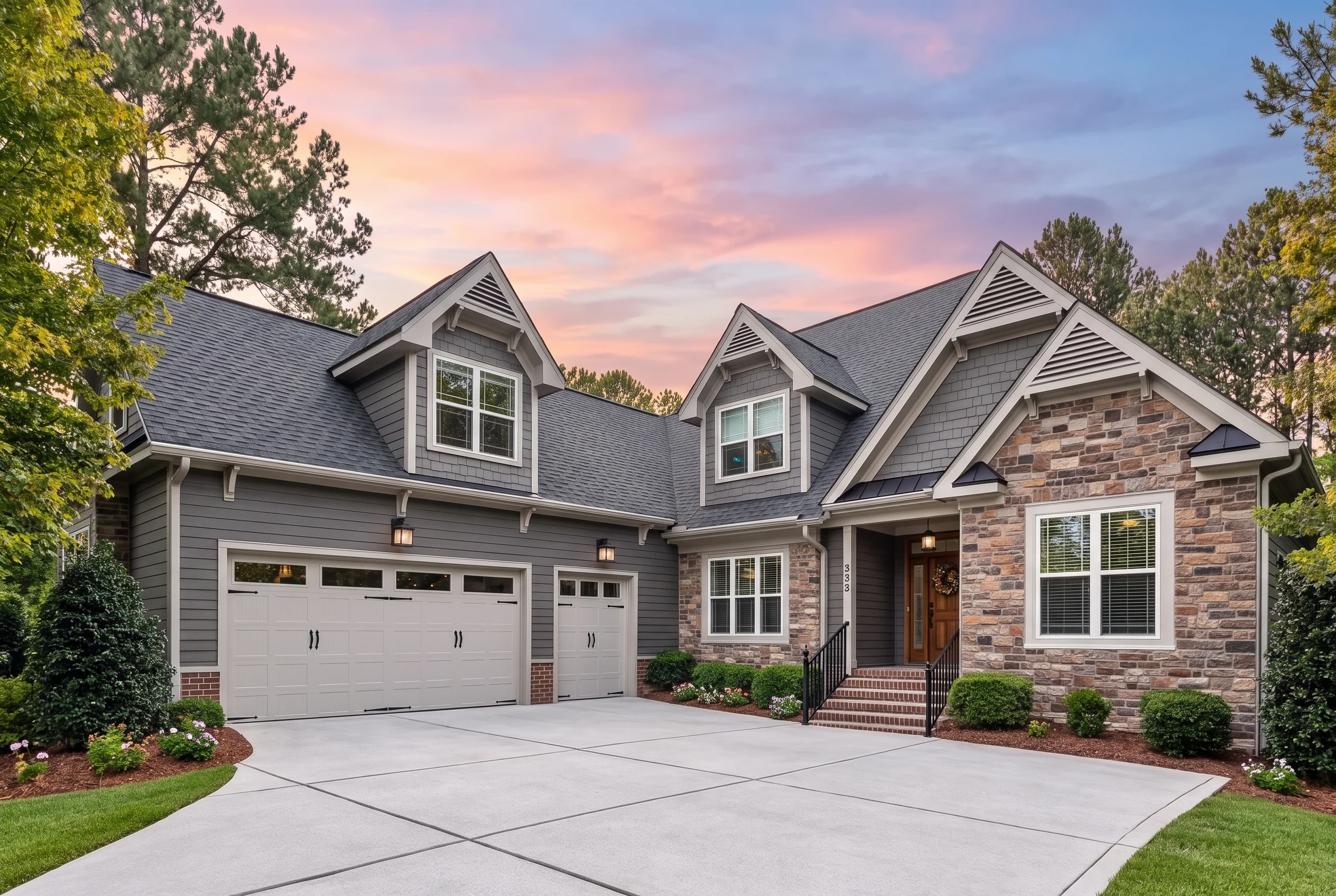 Plan  12-2263 – Grieve House | Cape  Cod – 3-Bed, 3.5-Bath, 2,619 SF - Warm Charcoal, AI-generated exterior concept