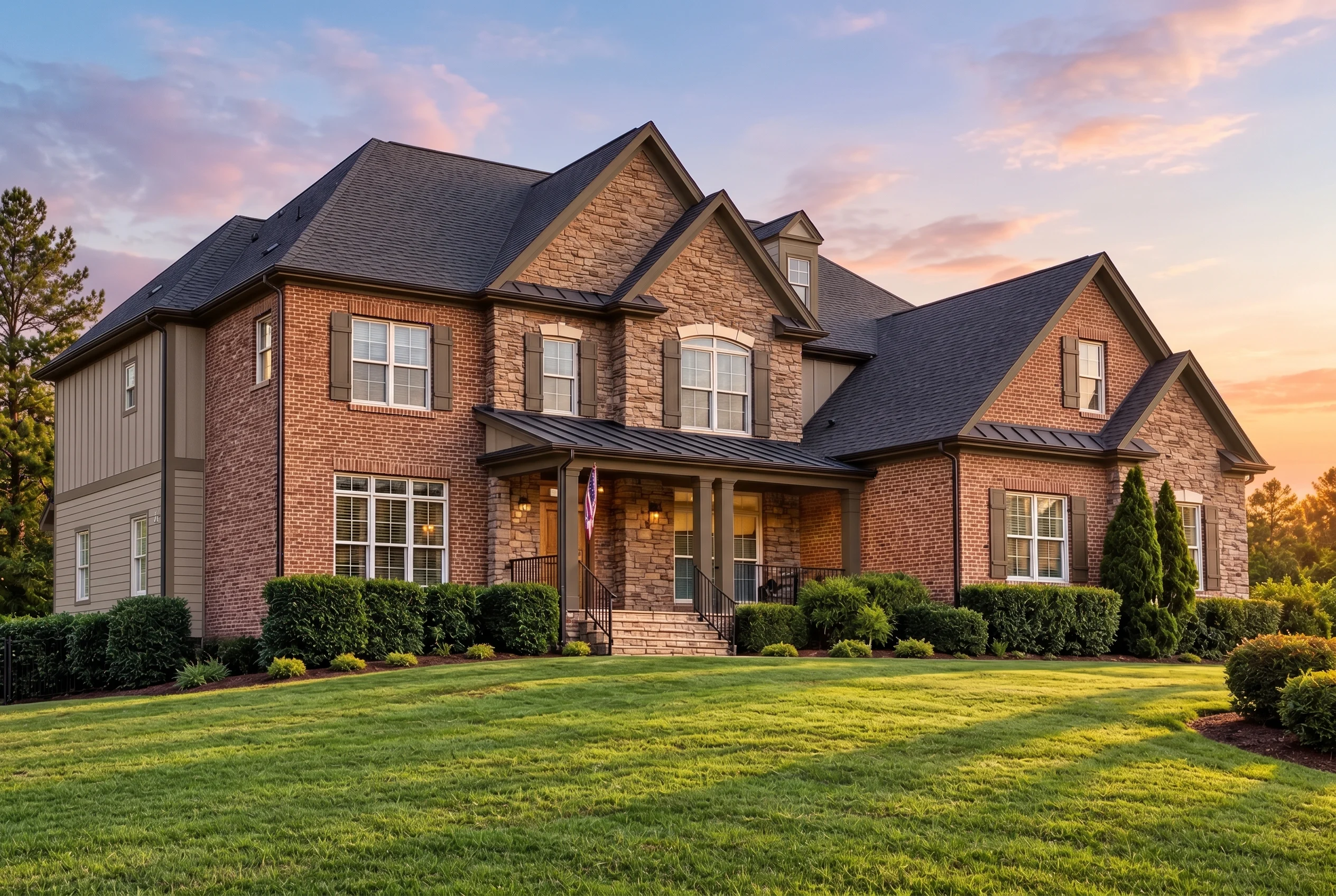 Plan  12-2262 – Hawthorn Brook Cottage  | Traditional Colonial – 5-Bed, 4.5-Bath, 4,088 SF - Mushroom Taupe, AI-generated exterior concept