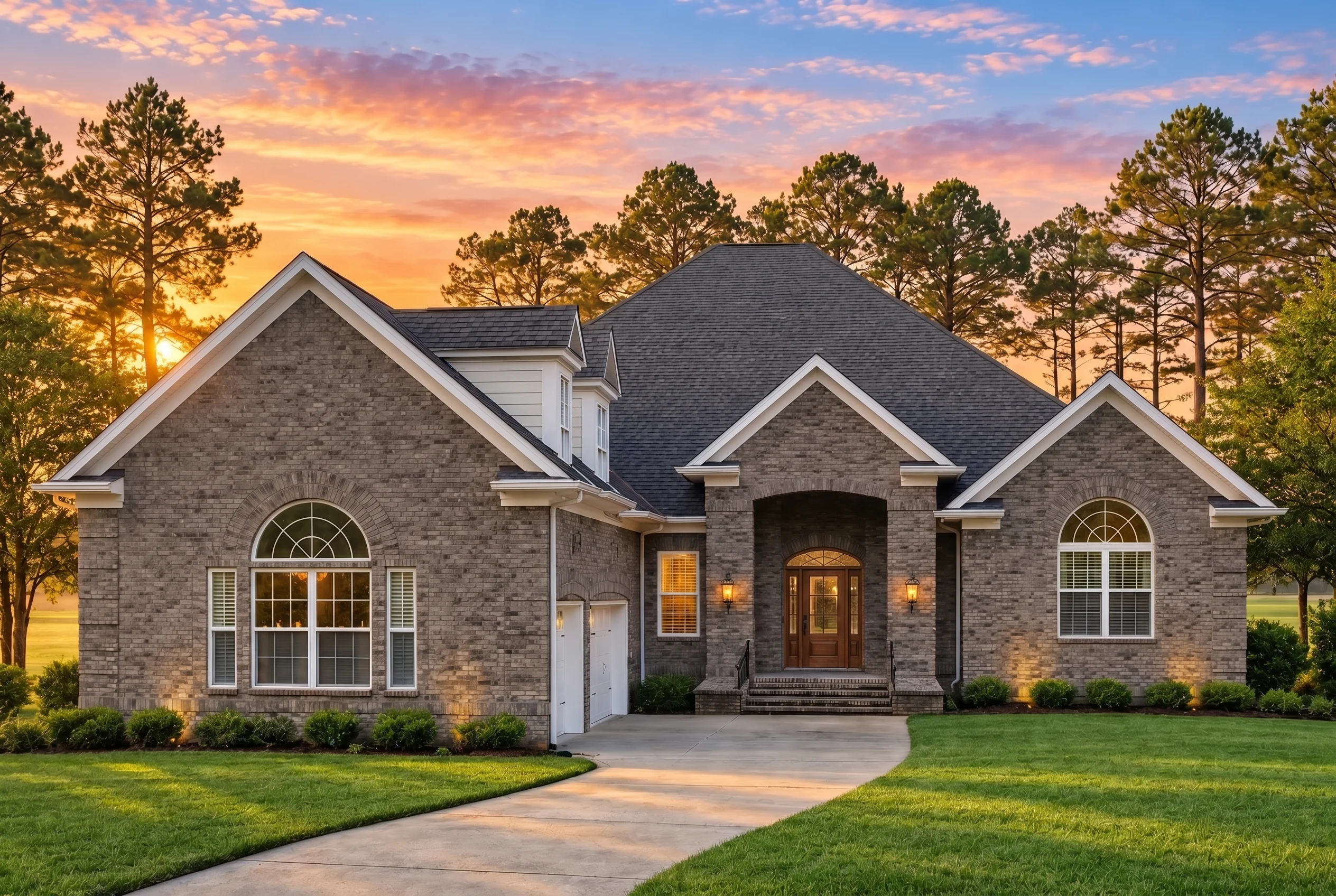 Plan  12-2273 – Auburn Bend Villa |  Traditional – 3-Bed, 4.5-Bath, 3,494 SF - Warm Charcoal, AI-generated exterior concept