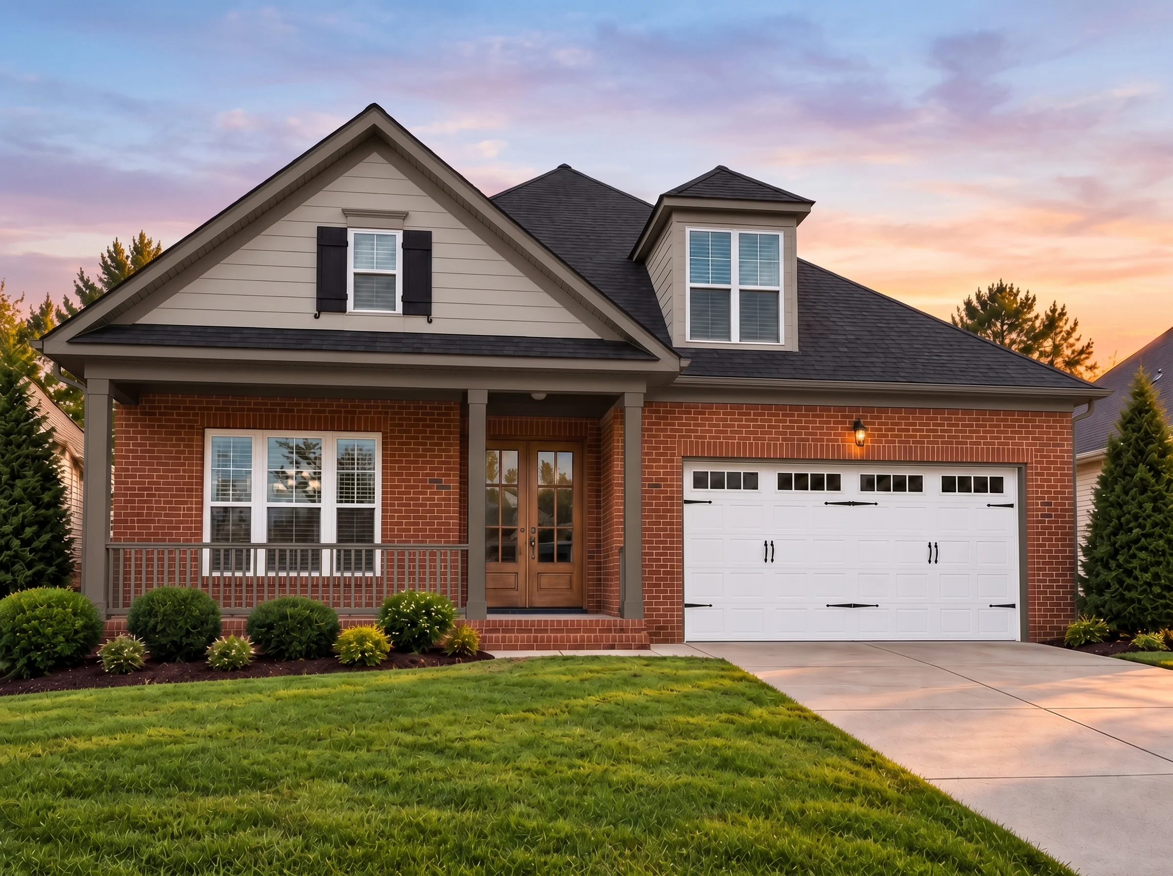 Plan  12-2209 – Cedar Point Pavilion  | Traditional Ranch – 3-Bed, 3-Bath, 2,399 SF - Mushroom Taupe, AI-generated exterior concept