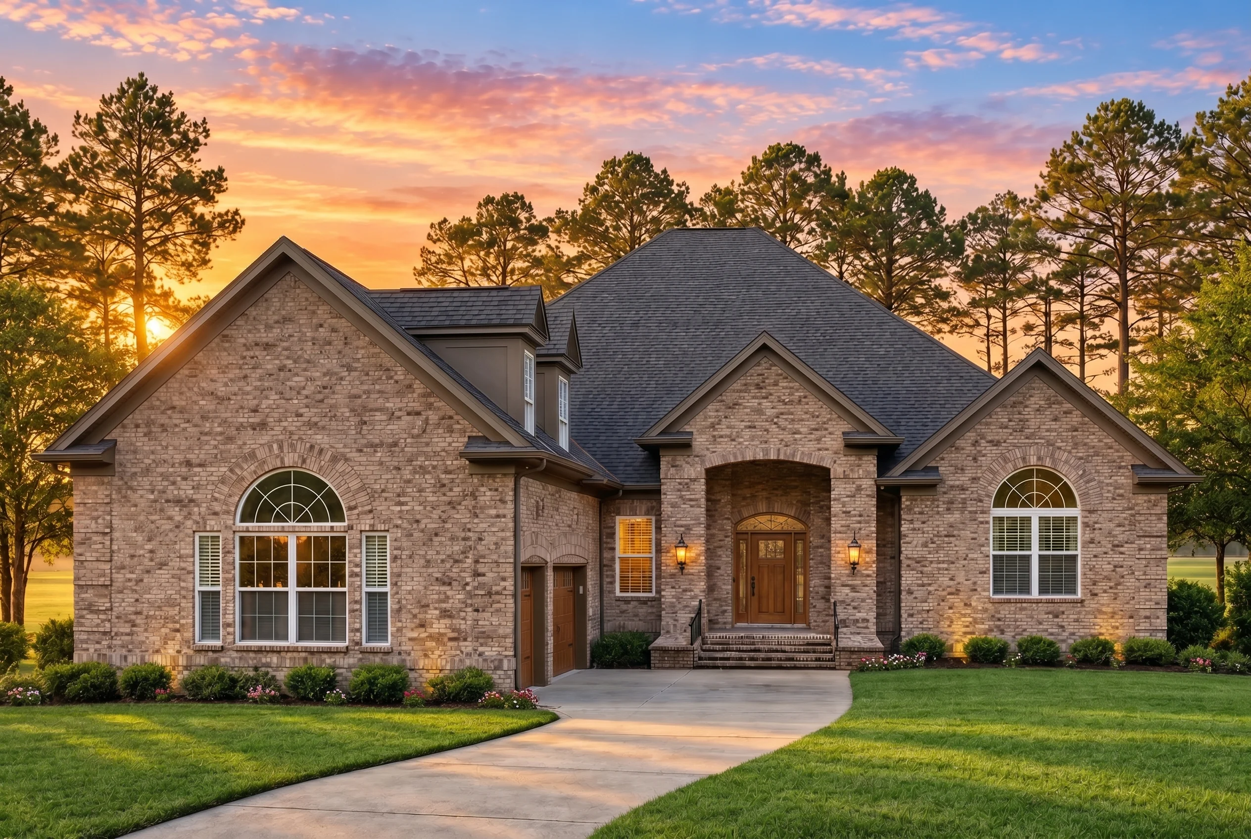 Plan  12-2273 – Auburn Bend Villa |  Traditional – 3-Bed, 4.5-Bath, 3,494 SF - Mushroom Taupe, AI-generated exterior concept