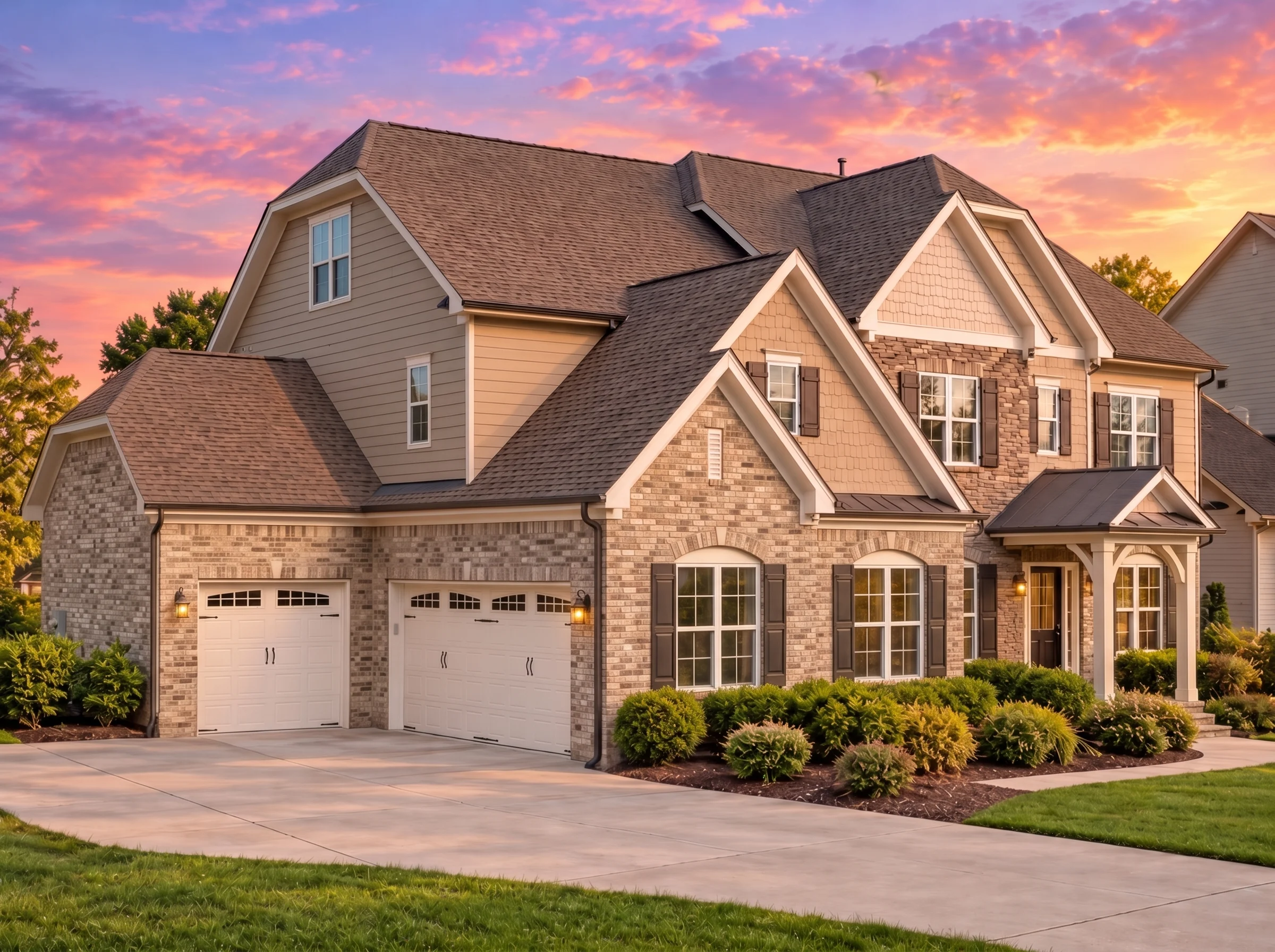 Plan  12-2267 – New York Plateau |  New American – 5-Bed, 4.5-Bath, 3,971 SF - Natural Brick, AI-generated exterior concept
