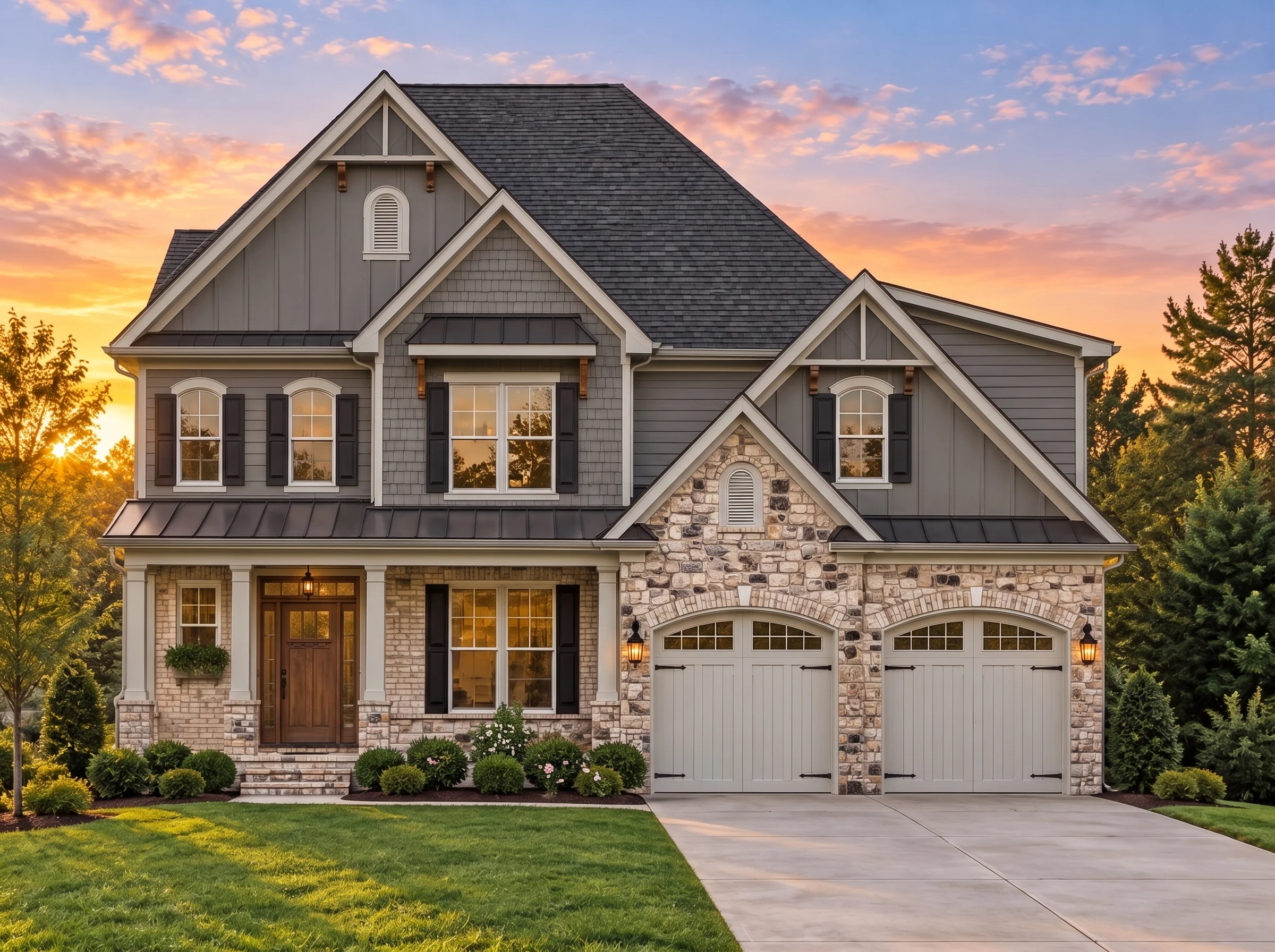 Plan  12-2281 – Fern Ridge Farm |  New American – 3-Bed, 2.5-Bath, 2,894 SF - Warm Charcoal, AI-generated exterior concept