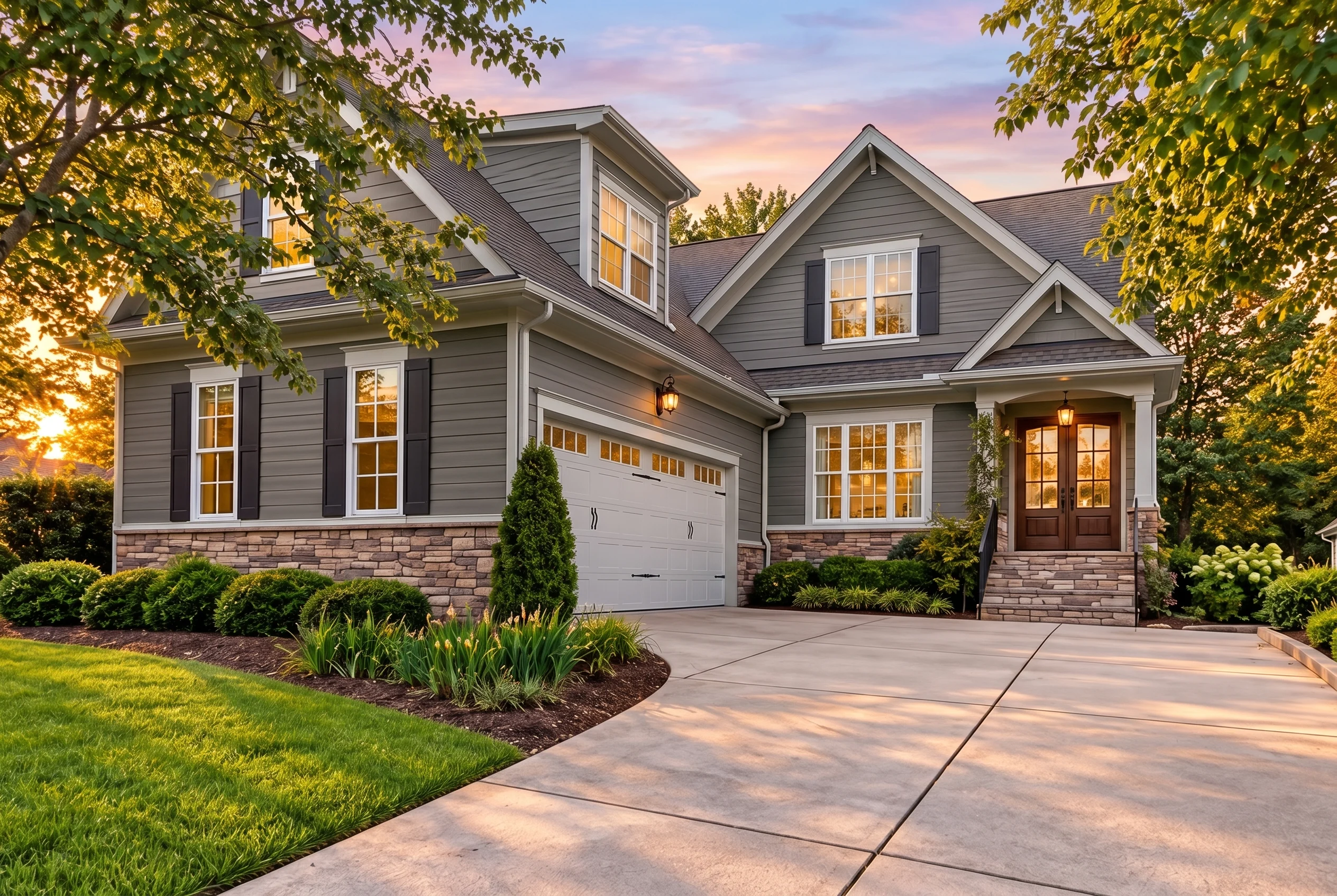Plan  12-2296 – Rainier Retreat |  Transitional Farmhouse – 3-Bed, 2.5-Bath, 2,219 SF - Warm Charcoal, AI-generated exterior concept