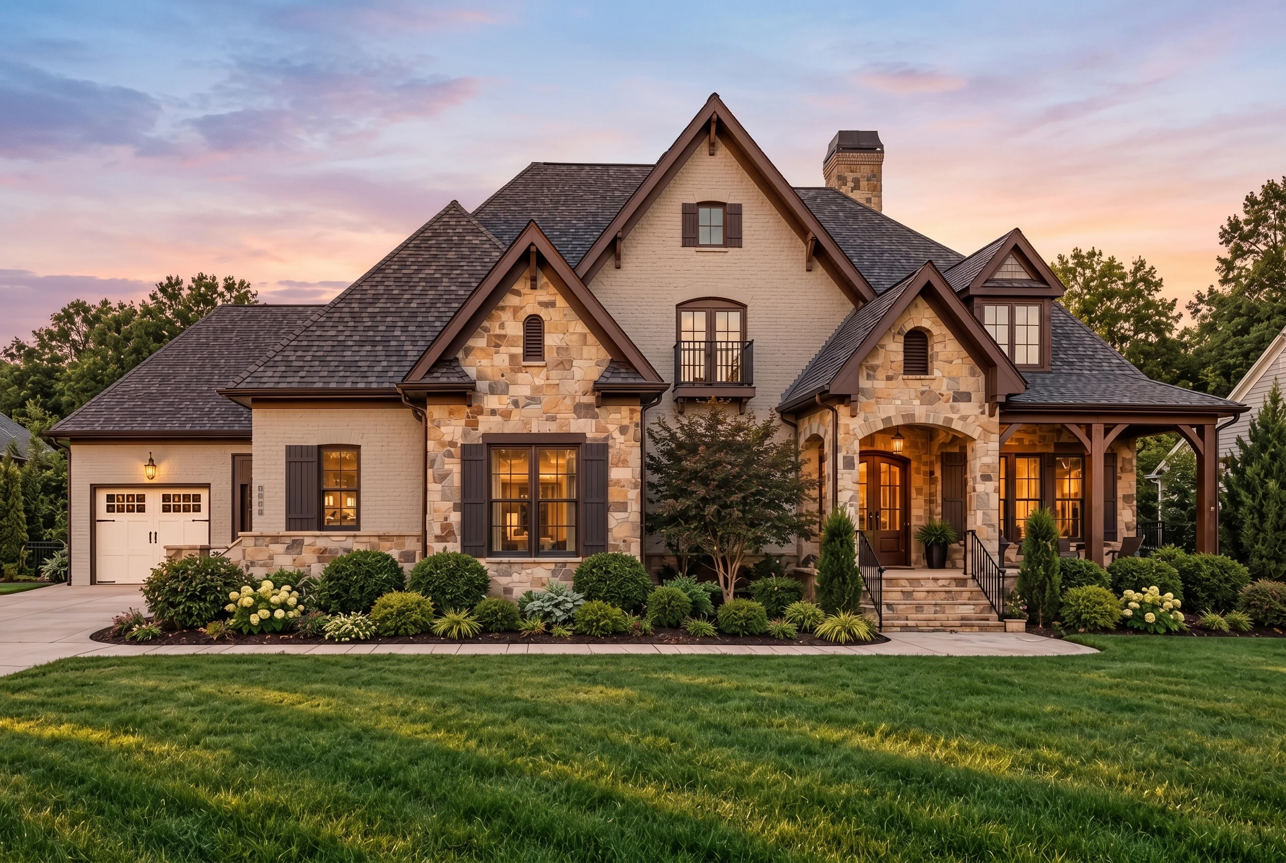 Plan  12-2451 – Ohio Heartland |  French Country – 4-Bed, 3.5-Bath, 4,927 SF - Mushroom Taupe, AI-generated exterior concept