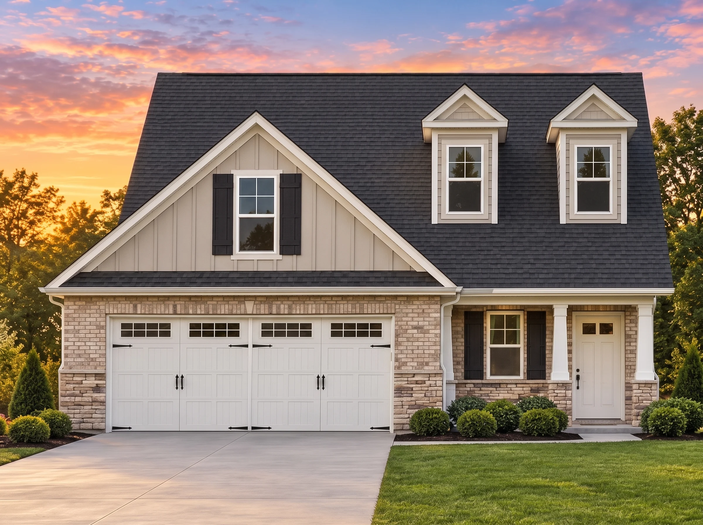Plan  12-2461 – Contest Retreat |  Traditional Suburban – 3-Bed, 2-Bath, 1,664 SF - Natural Brick, AI-generated exterior concept