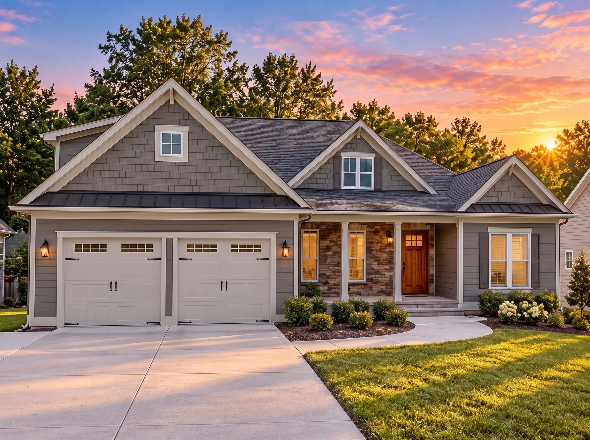 Plan  12-2434 – Alder Ridge House |  New American – 3-Bed, 3-Bath, 2,772 SF - Warm Charcoal, AI-generated exterior concept