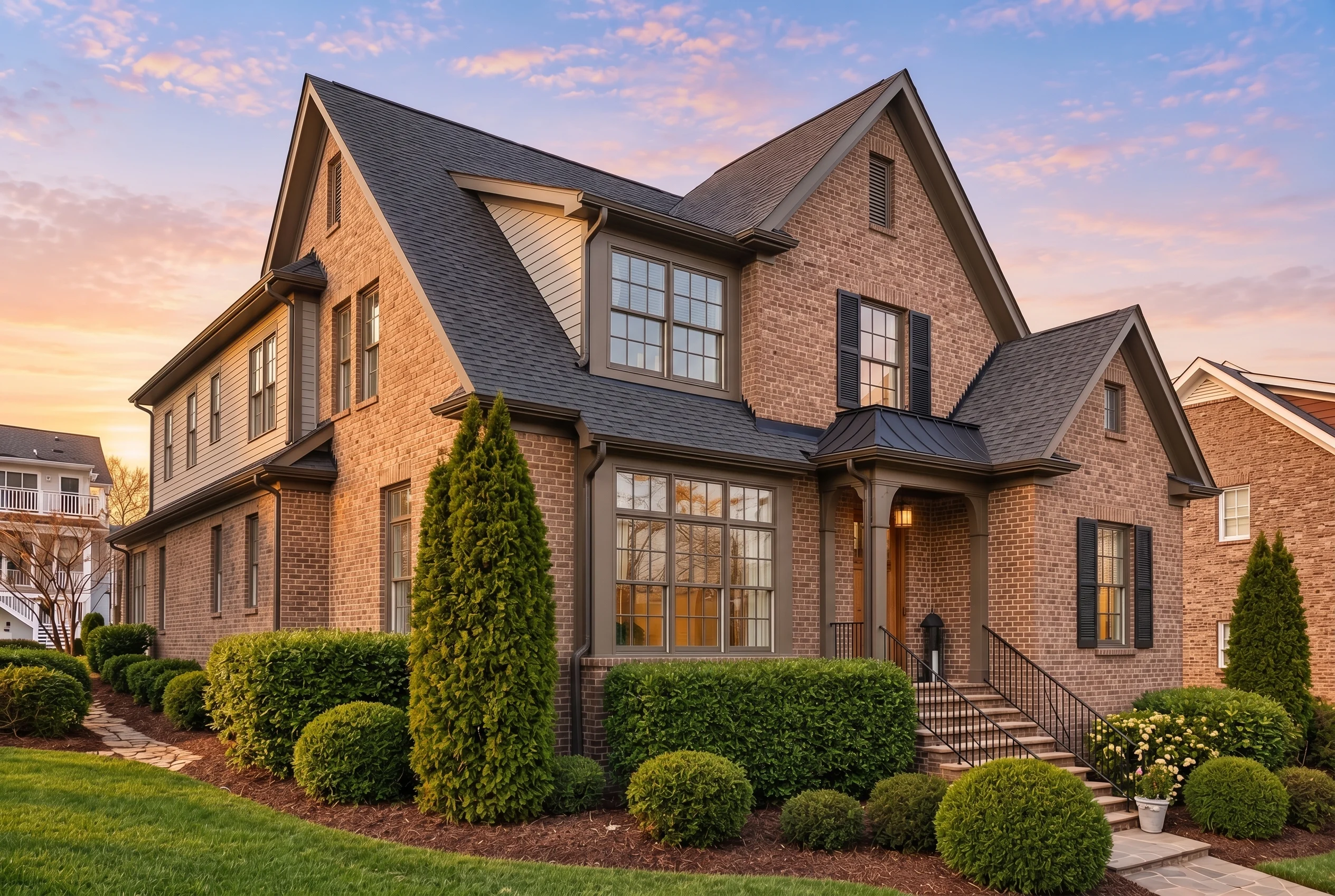 Plan  12-2393 – Wild Rose Cottage |  Traditional Colonial – 4-Bed, 3.5-Bath, 3,893 SF - Mushroom Taupe, AI-generated exterior concept