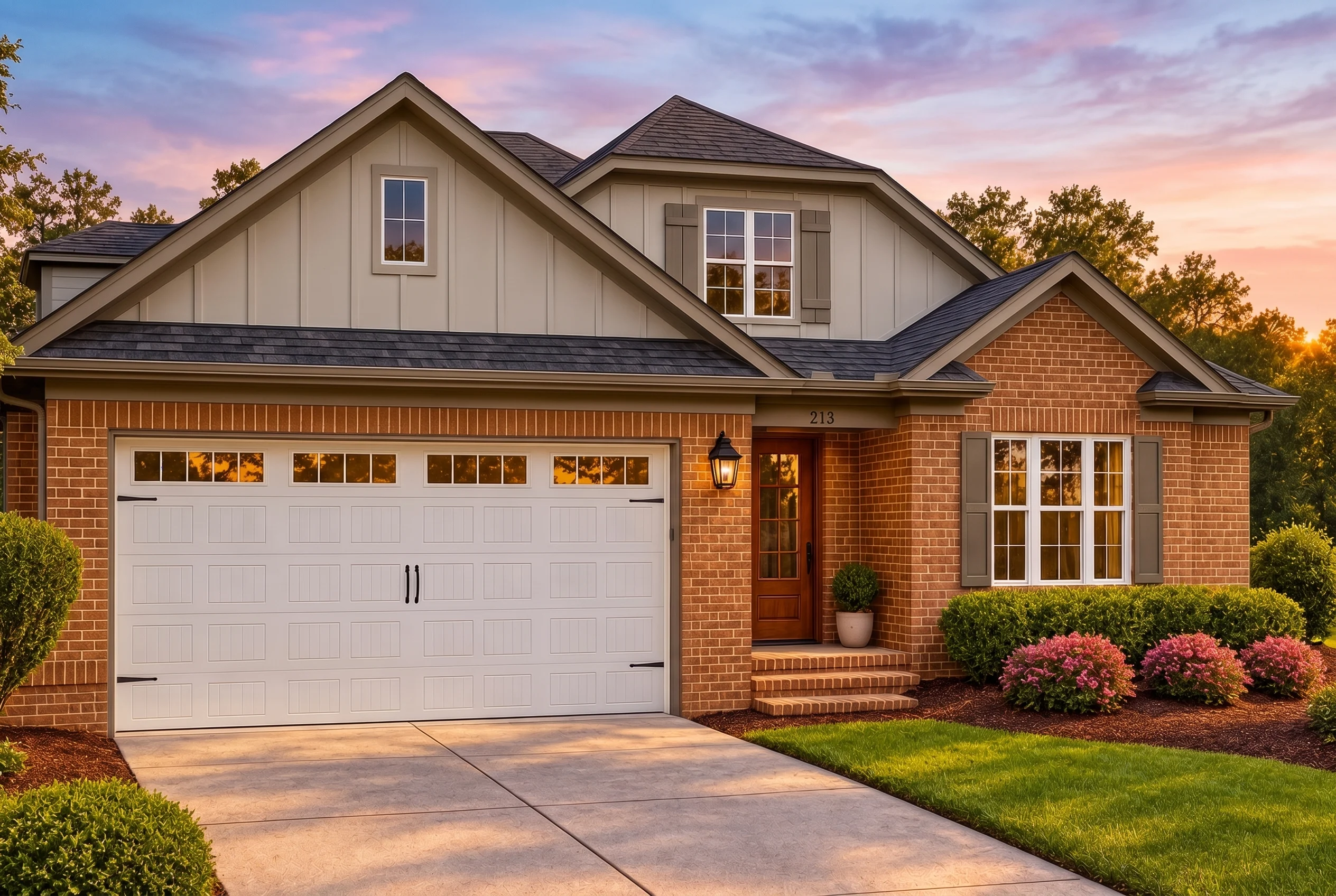 Plan  12-2304 – Green Power Home |  Traditional – 4-Bed, 3-Bath, 2,570 SF - Mushroom Taupe, AI-generated exterior concept