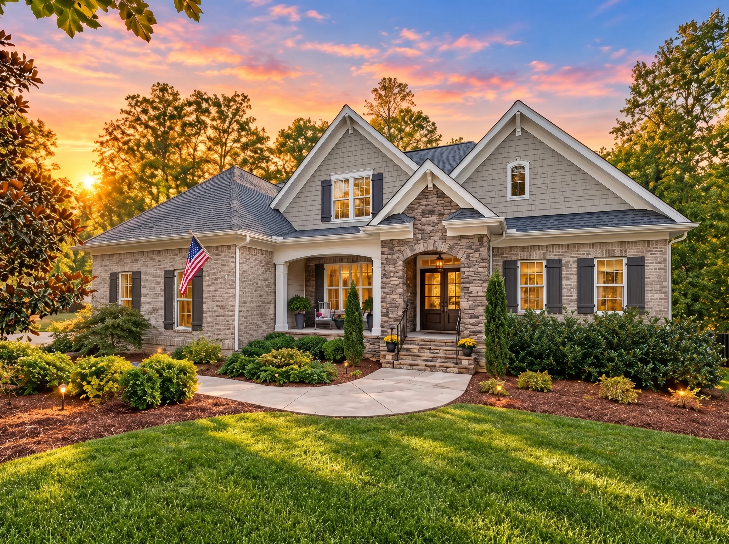 Plan  12-2322 – Aster Oak Retreat |  Craftsman – 4-Bed, 3-Bath, 2,802 SF - Natural Brick, AI-generated exterior concept