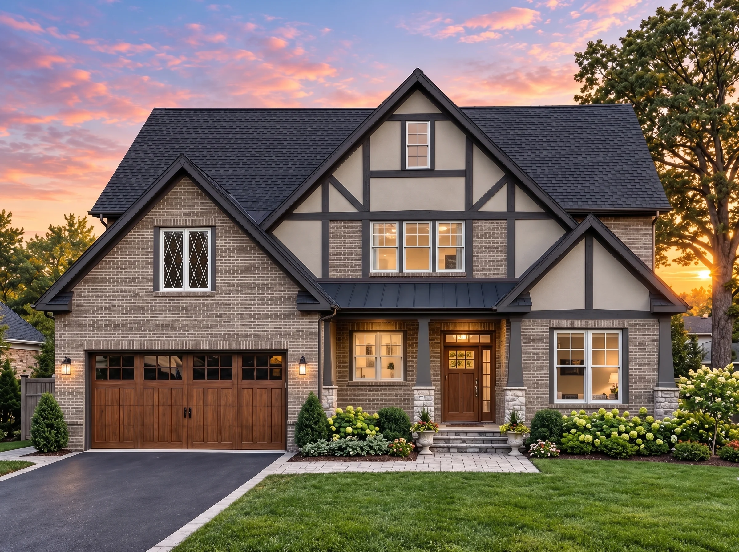 Plan  12-2545 – Linden Brook Cottage  | New American – 4-Bed, 3.5-Bath, 2,931 SF - Natural Brick, AI-generated exterior concept