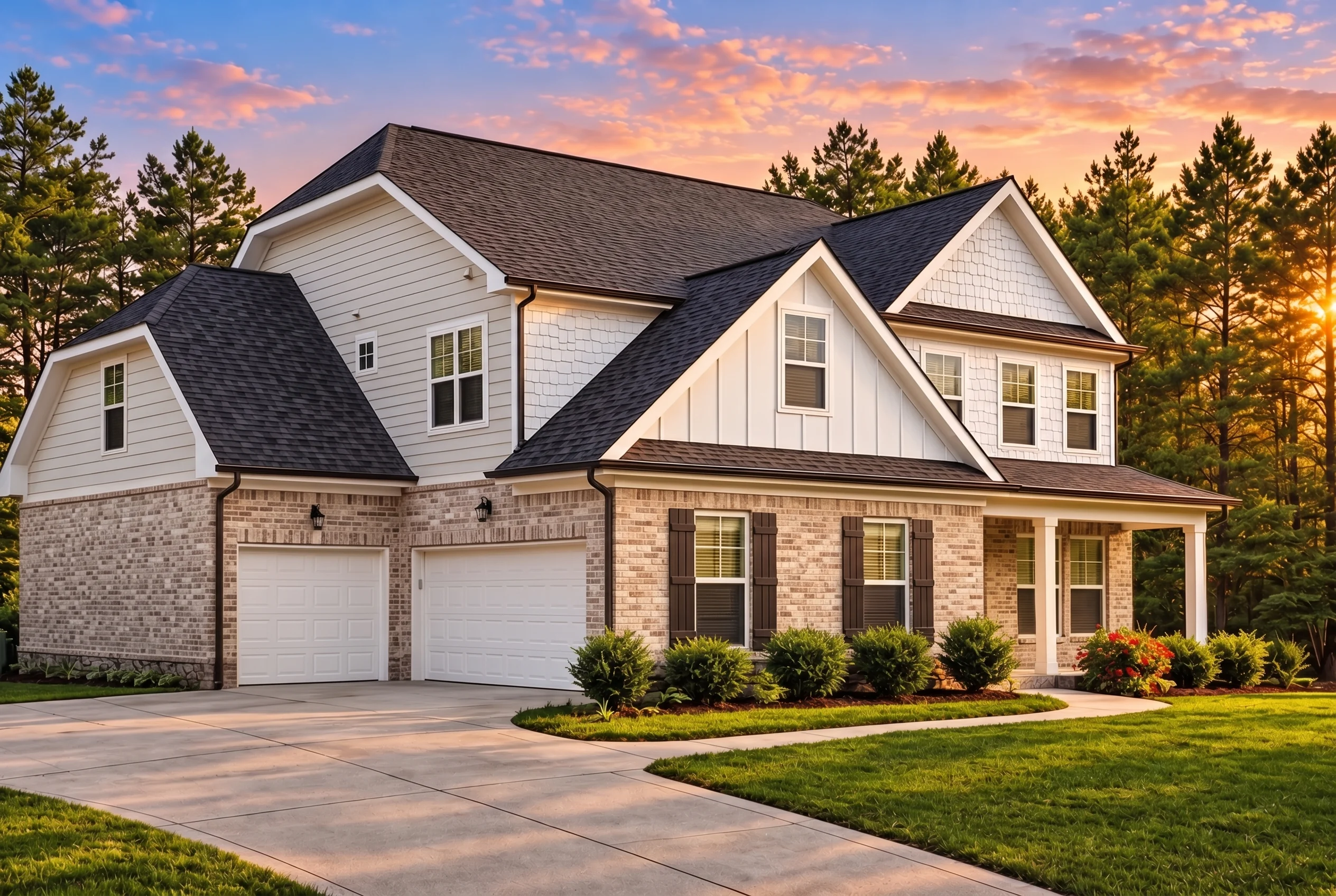 Plan  12-2505 – Holly Run Retreat |  Modern Farmhouse – 3-Bed, 3.5-Bath, 2,362 SF - Natural Brick, AI-generated exterior concept